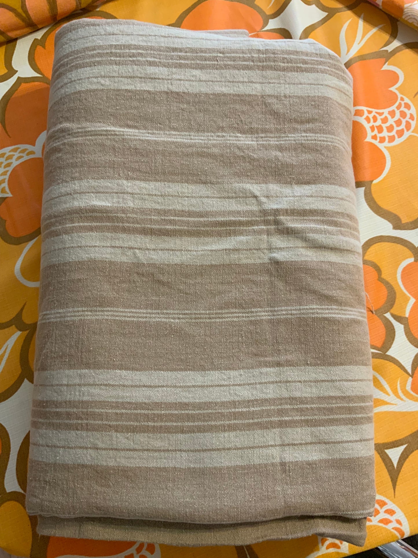 Toile Ancienne de matelas Rayures Vintage 4 mètres.