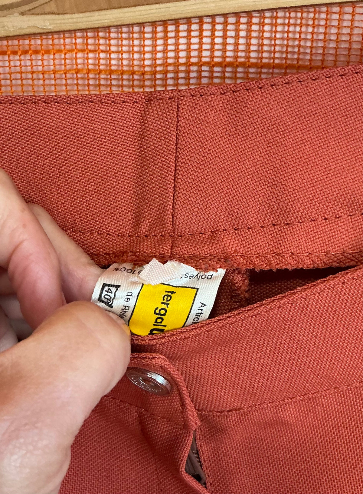 Pantalon Pattes d’éléphant Vintage Tergal Orange Neuf 1970- T36/38