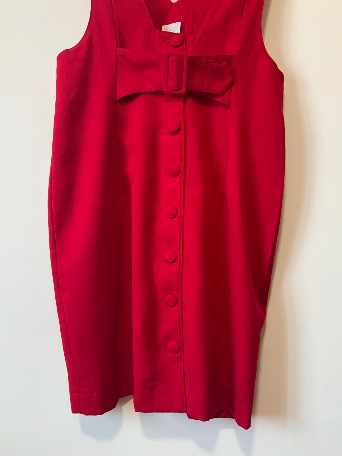 Robe Boutonnée Rouge Façon Bretelle Vintage 1990 France