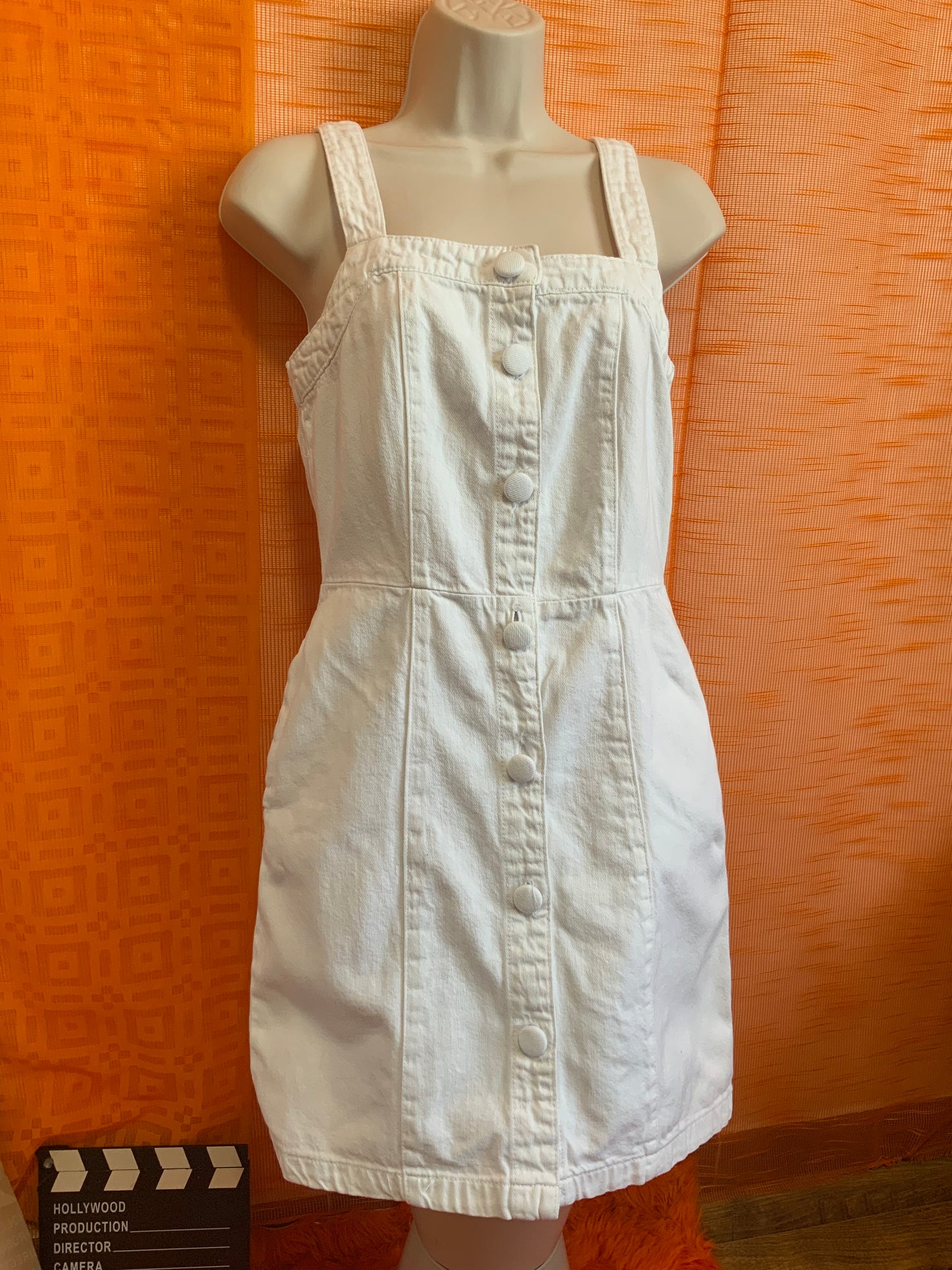 Robe boutonnée Vintage 1990 Denim blanc pur- T34/36