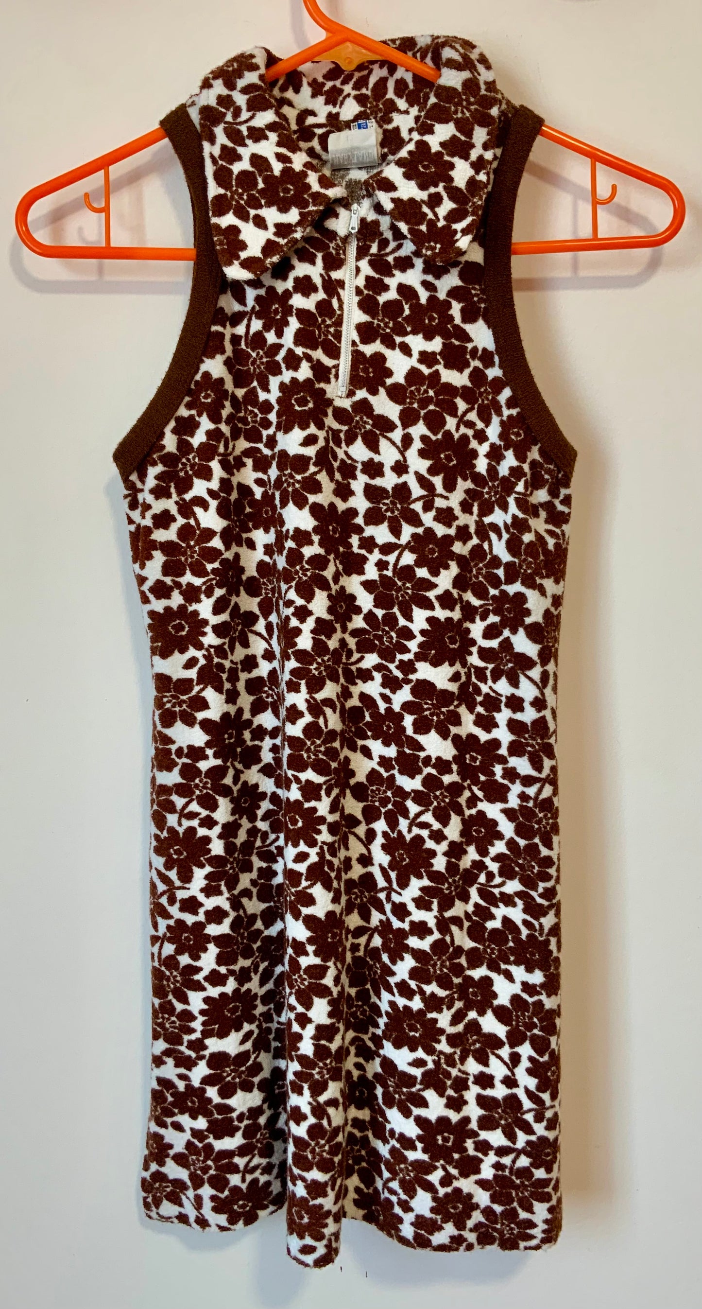 Robe Mini en Eponge à fleurs Vintage 1970-T36