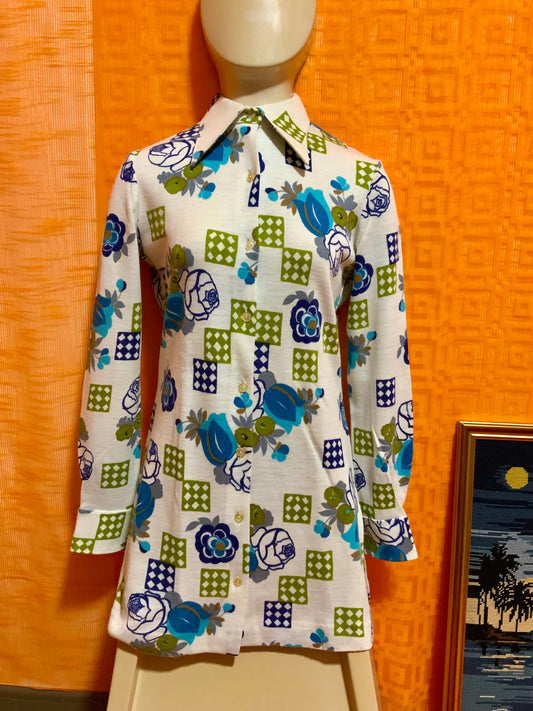 Chemise / Mini Robe Pierbé Made in France Pelle a tartes 1970 _ T40.