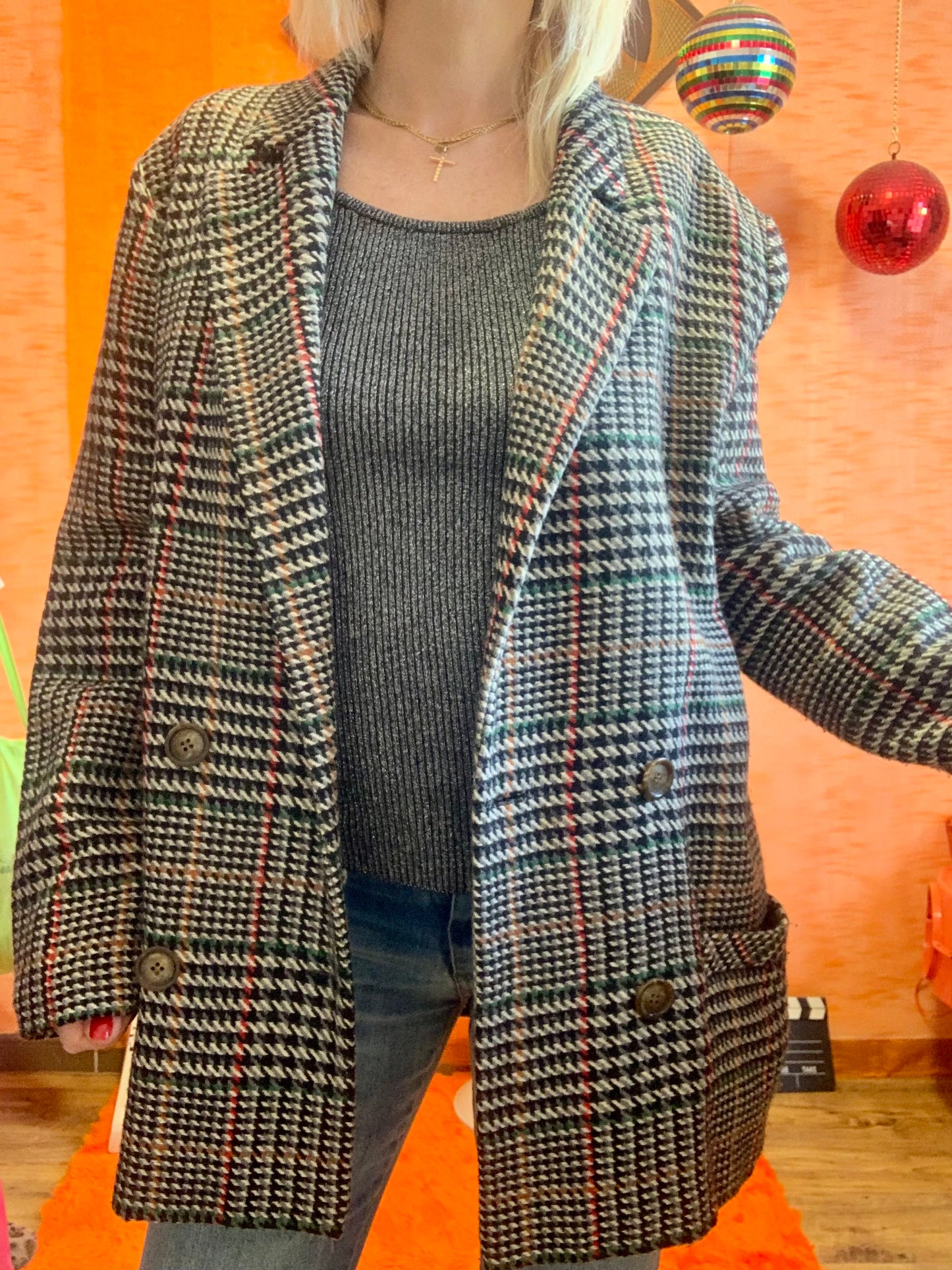 Veste droite croisée a carreaux C.Laure France Chic Vintage- T40