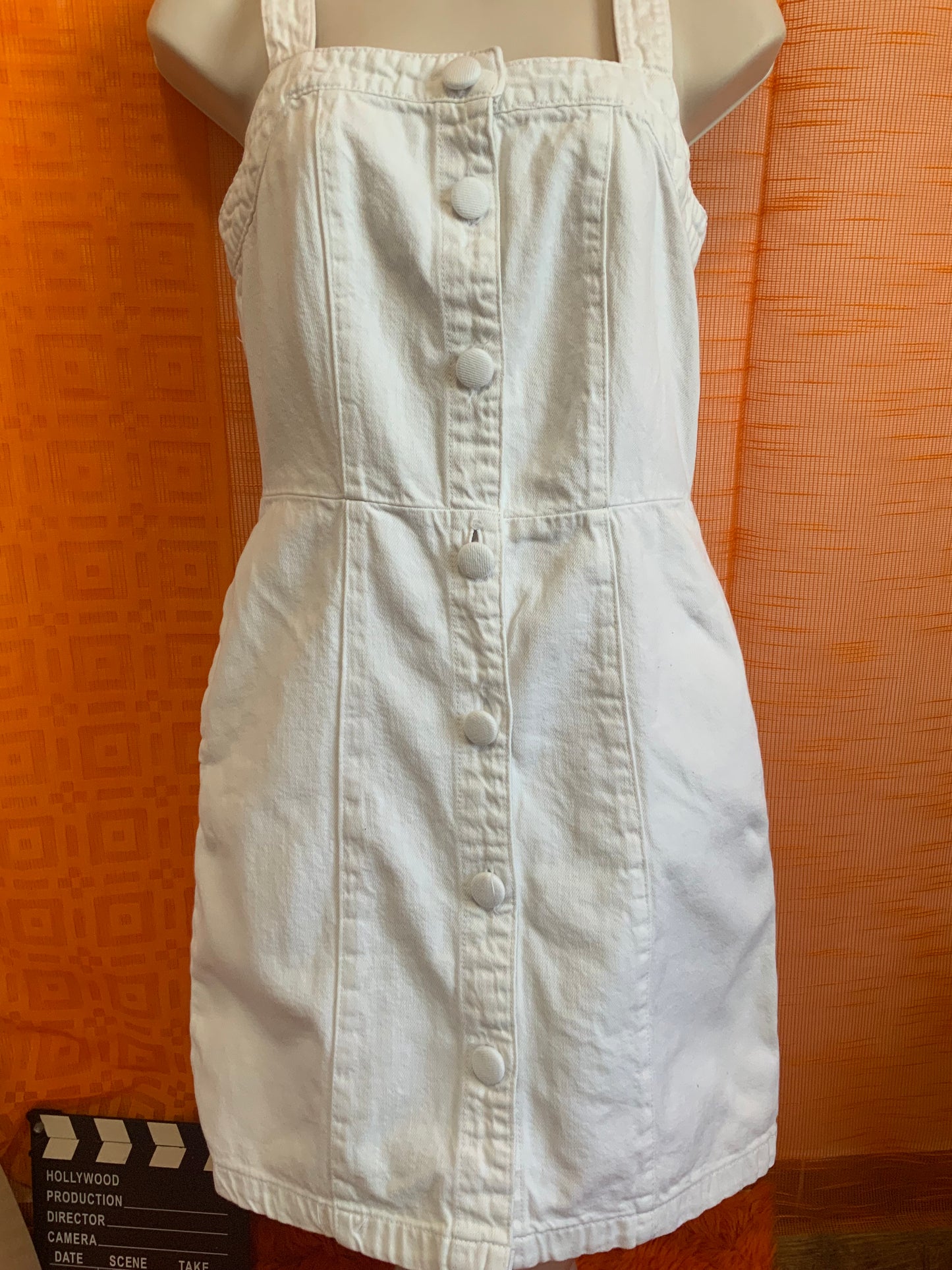 Robe boutonnée Vintage 1990 Denim blanc pur- T34/36
