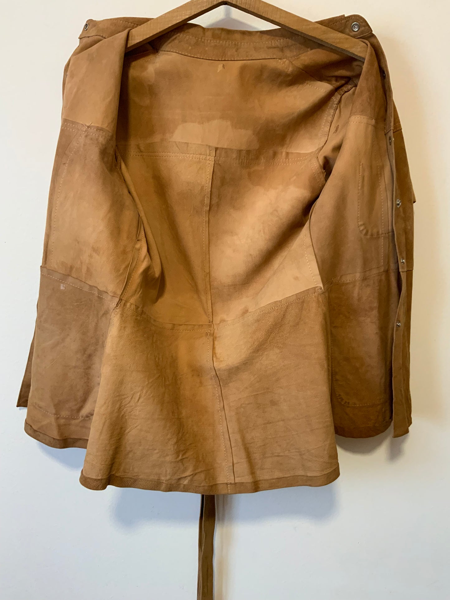 Veste en Daim col pelle à tartes bohème unique Vintage Seventies - T38