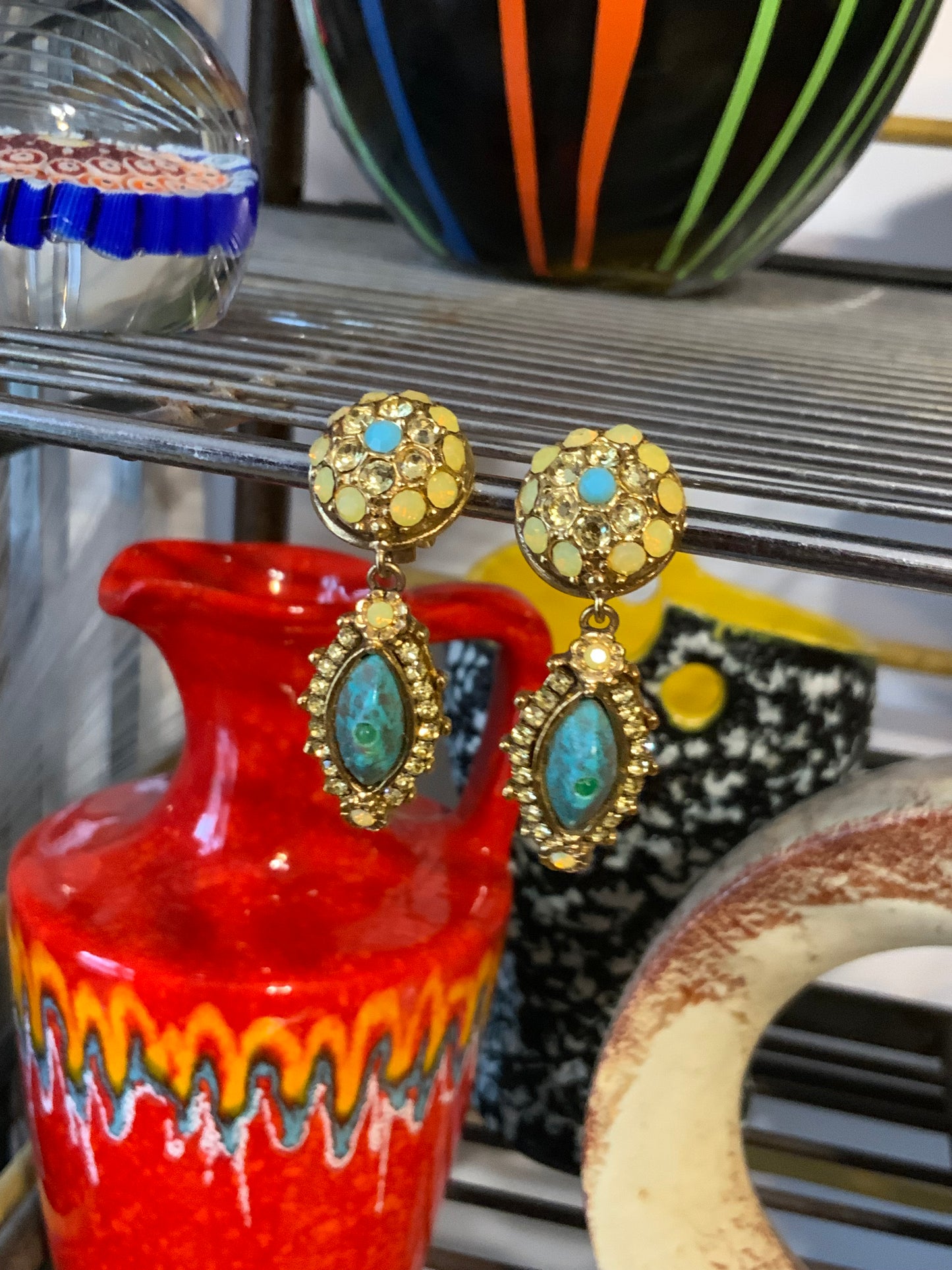 Superbes boucles d oreilles pendantes Ganse Paris France