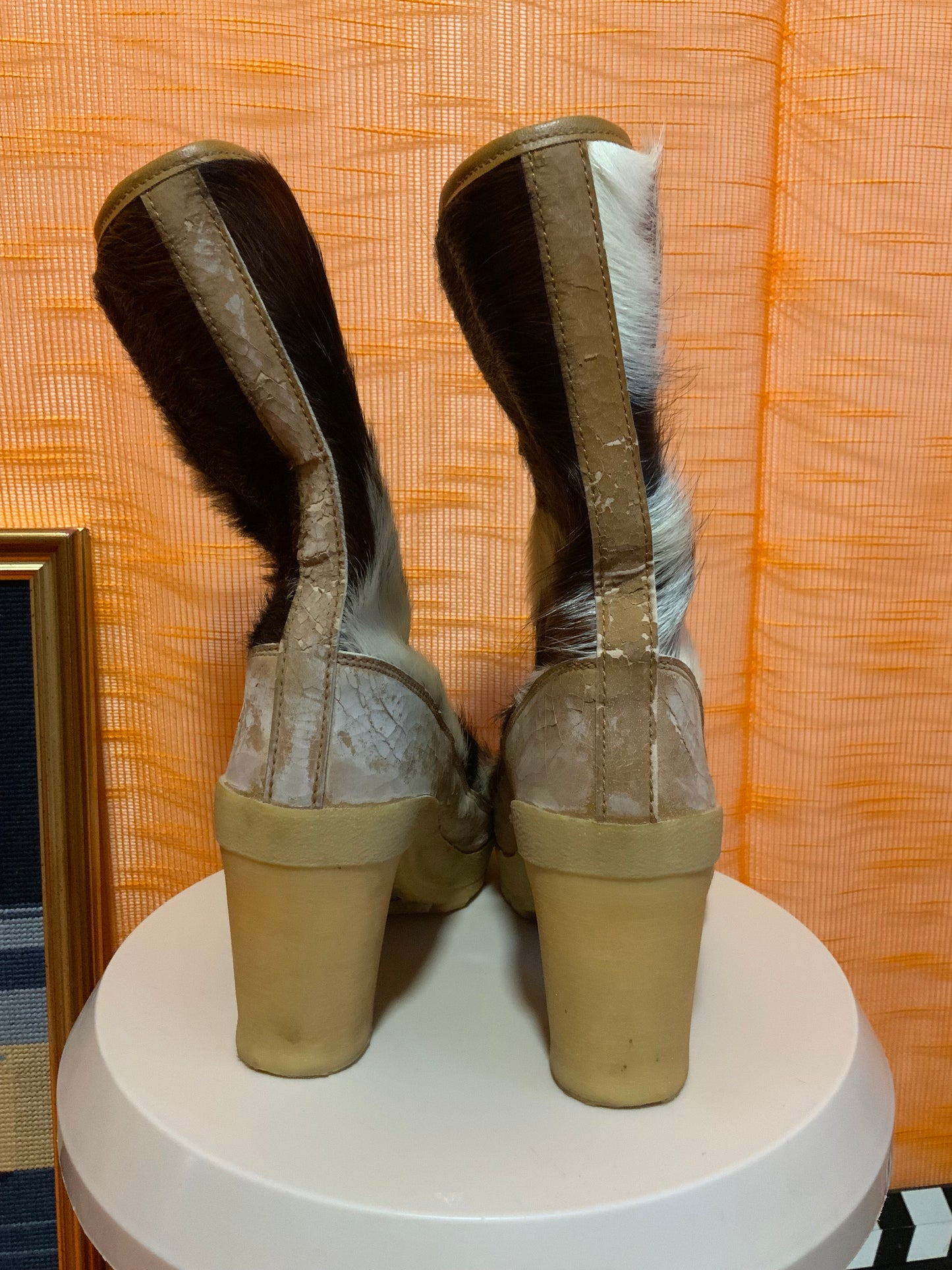 Bottes Originales en poils de vaches Cowboy Vintage 1970
