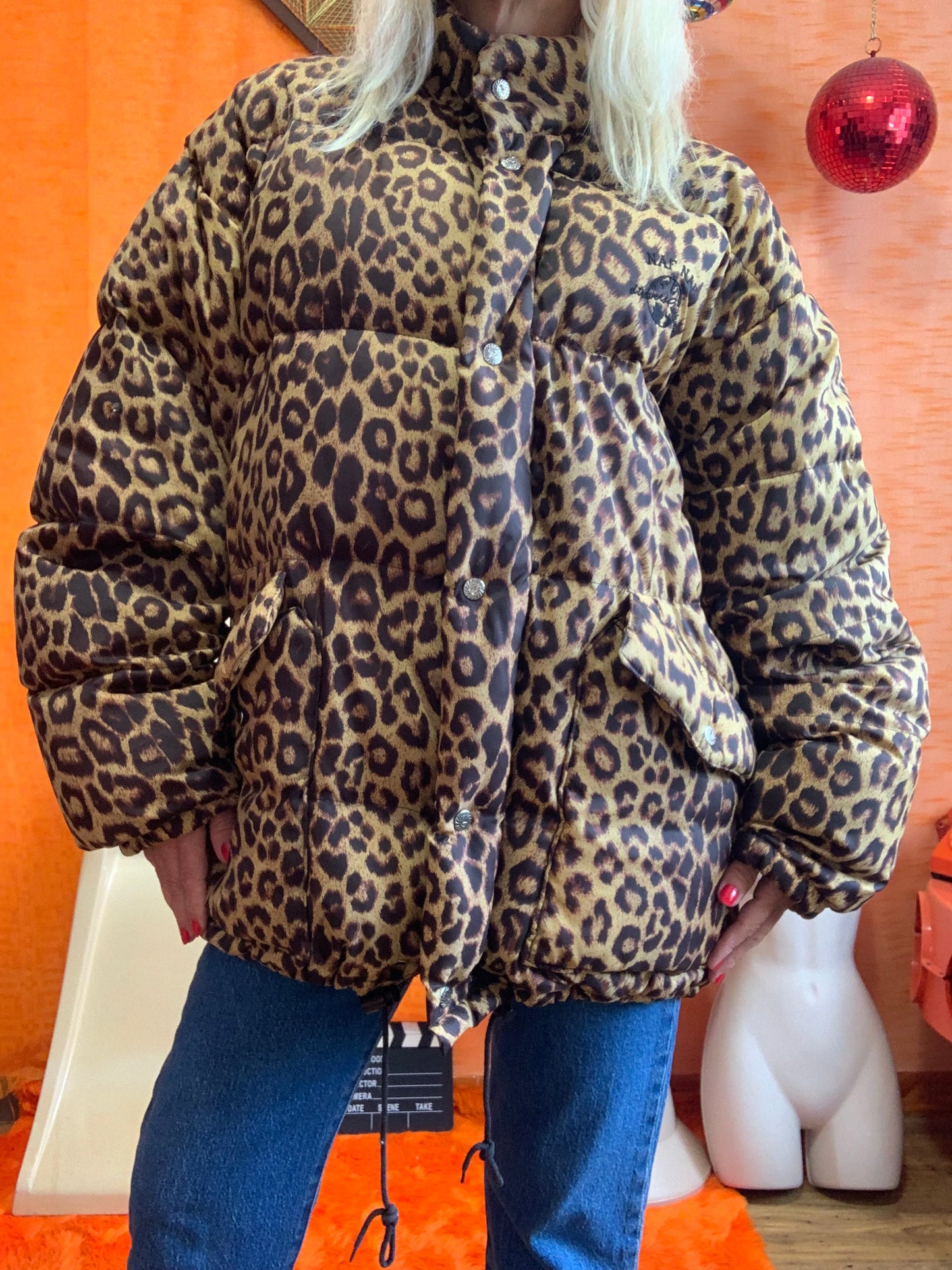 Manteau Doudoune Léopard Naf Naf Vintage 1990- TU