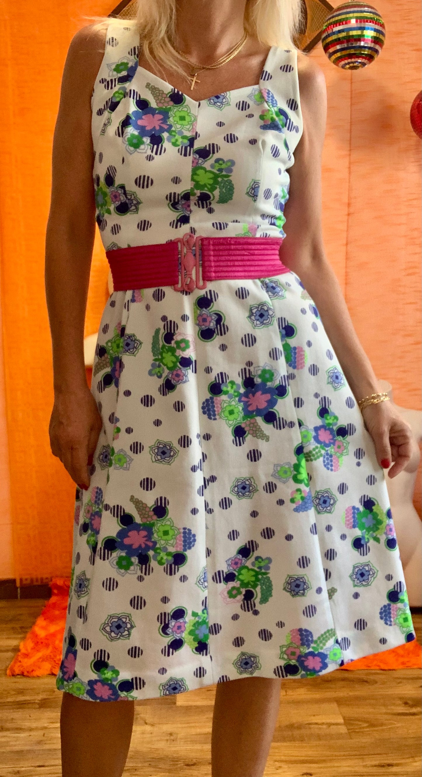 Robe à fleurs Vintage 1970-T38/40