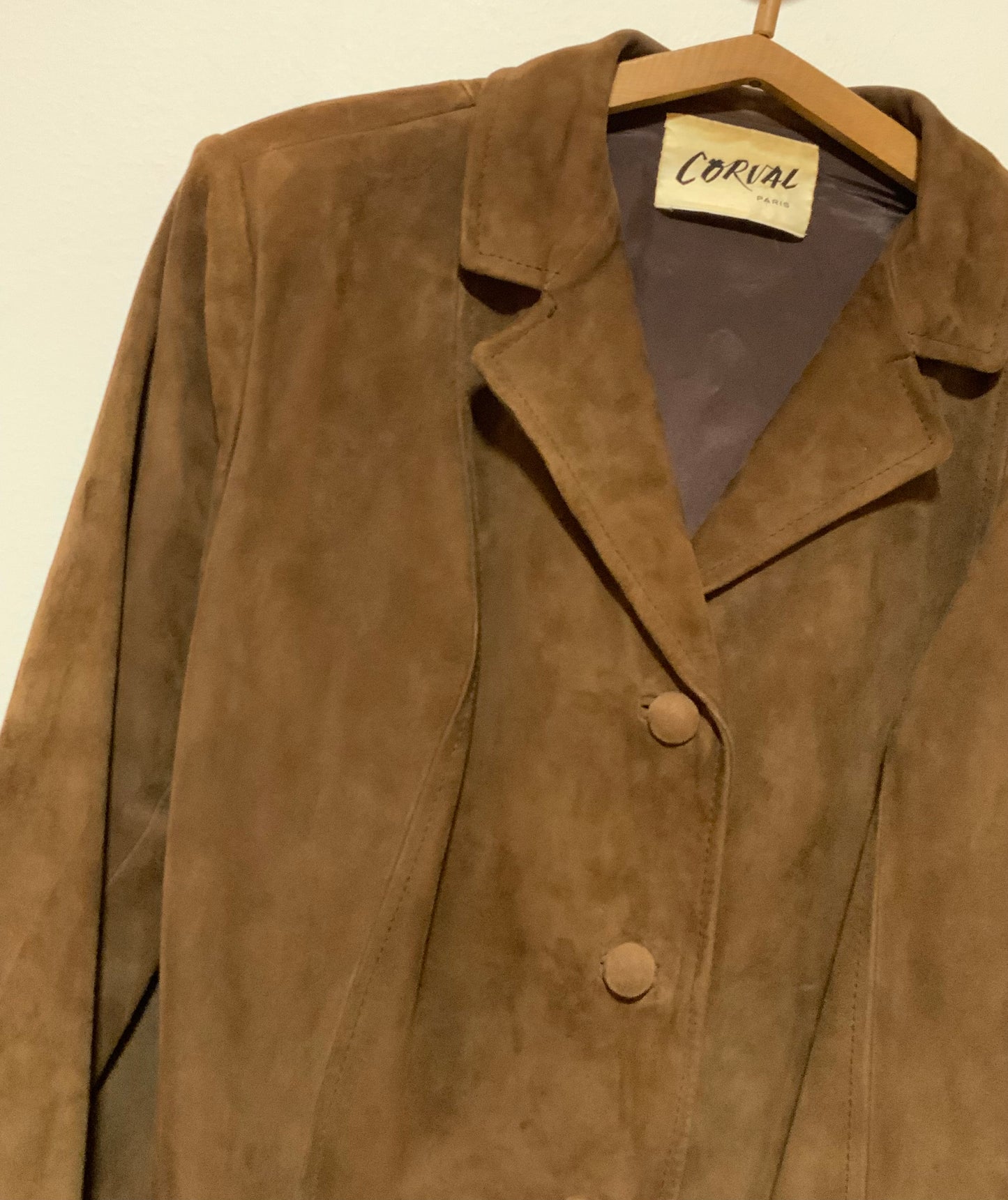 Veste Cuir Daim France Vintage 1970- T46 Mixte.