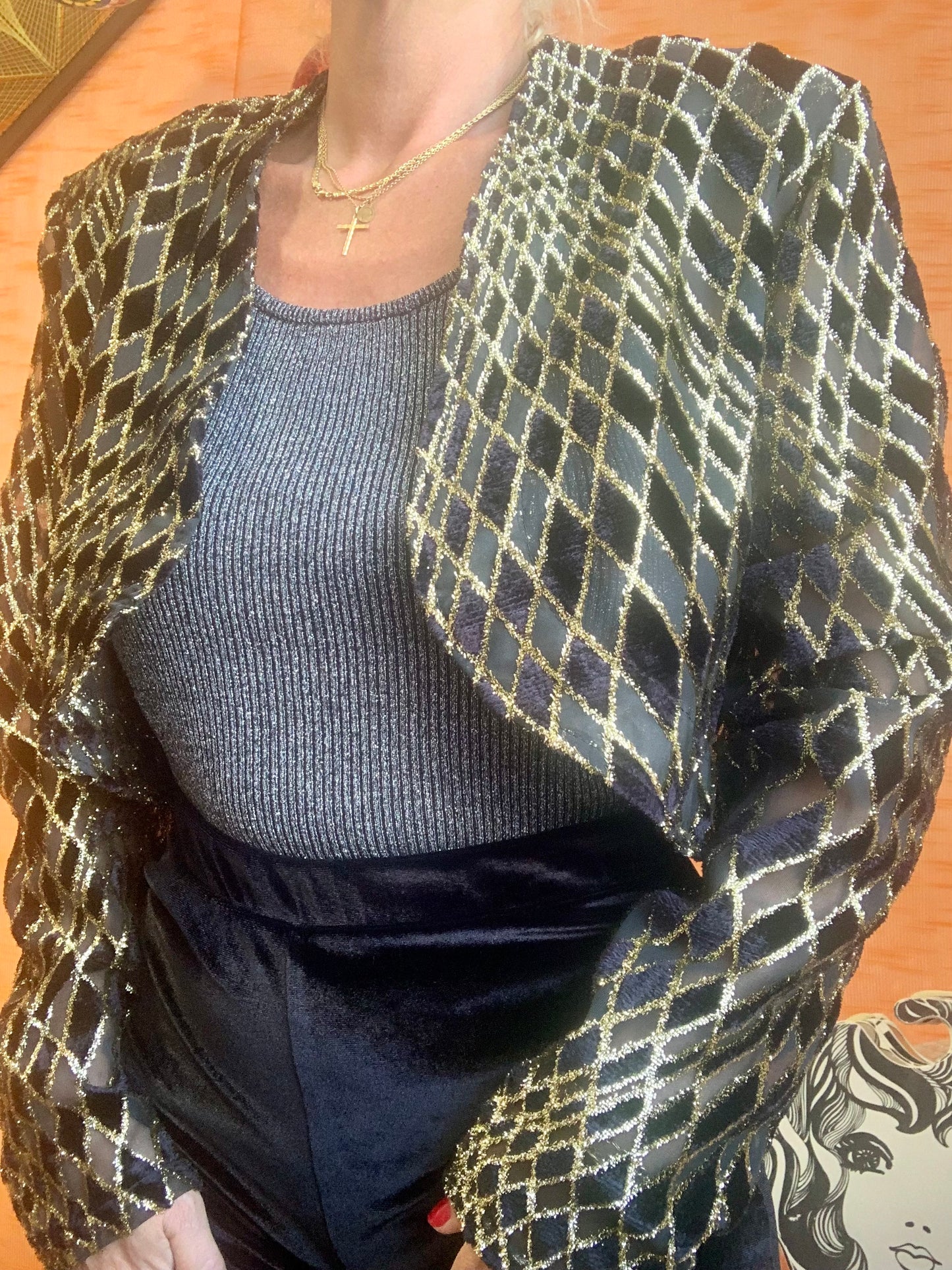 Veste Lurex Vintage France 1980 Original -T44