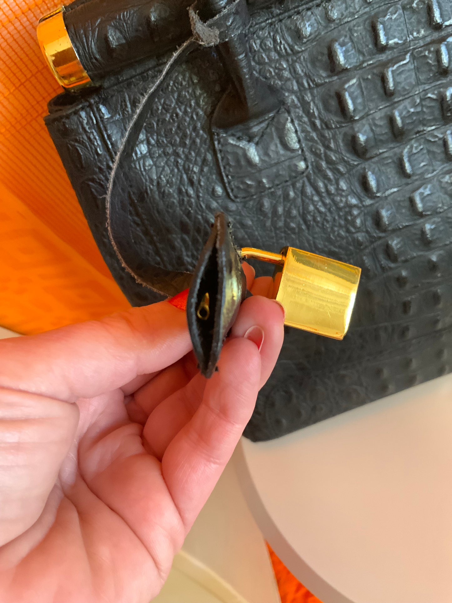 Sac à main Cuir Italy Gros grains croco