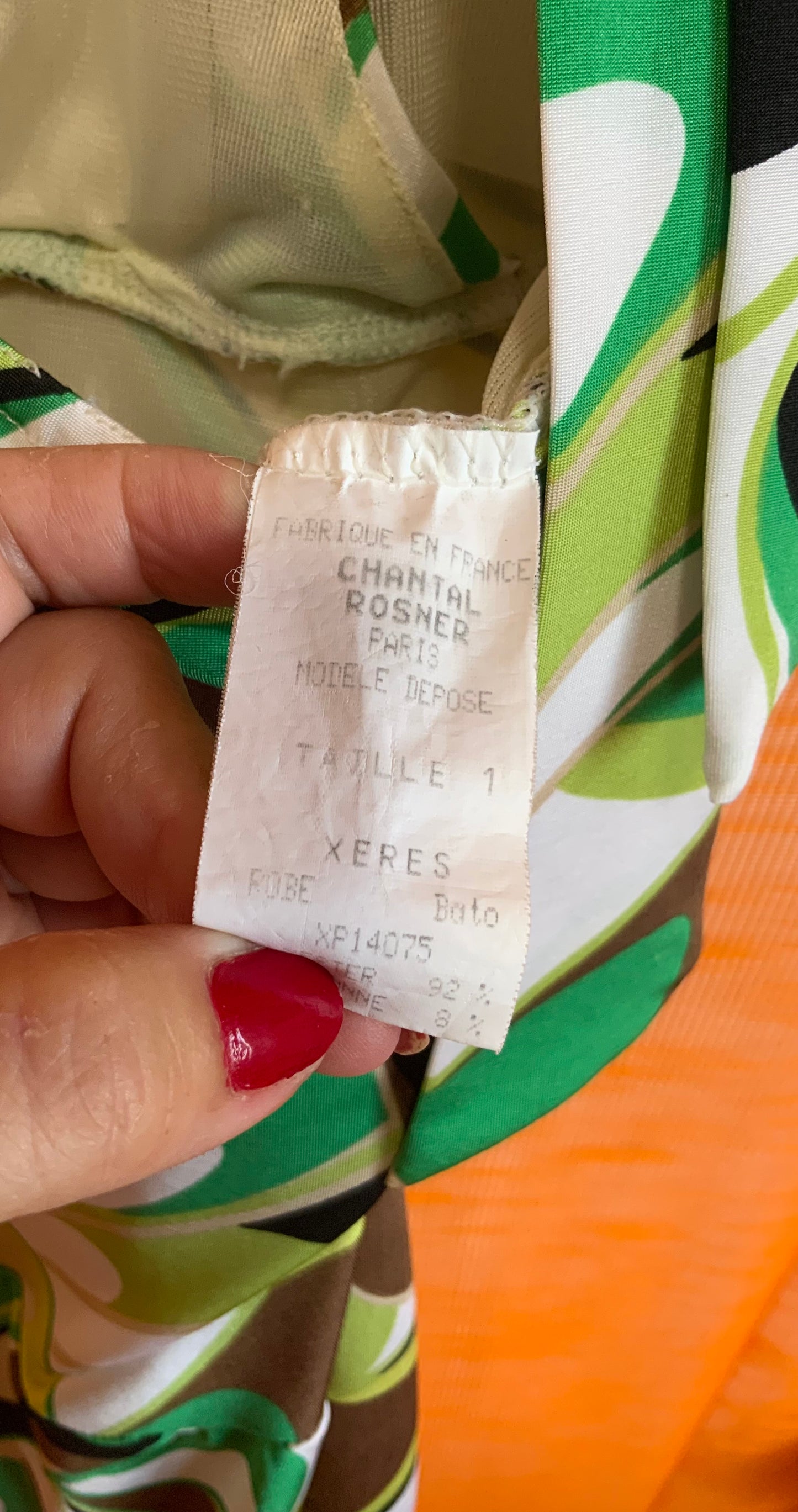 Robe psychédélique Dos Nu Vintage 1990 Rosner France- T40 maxi.