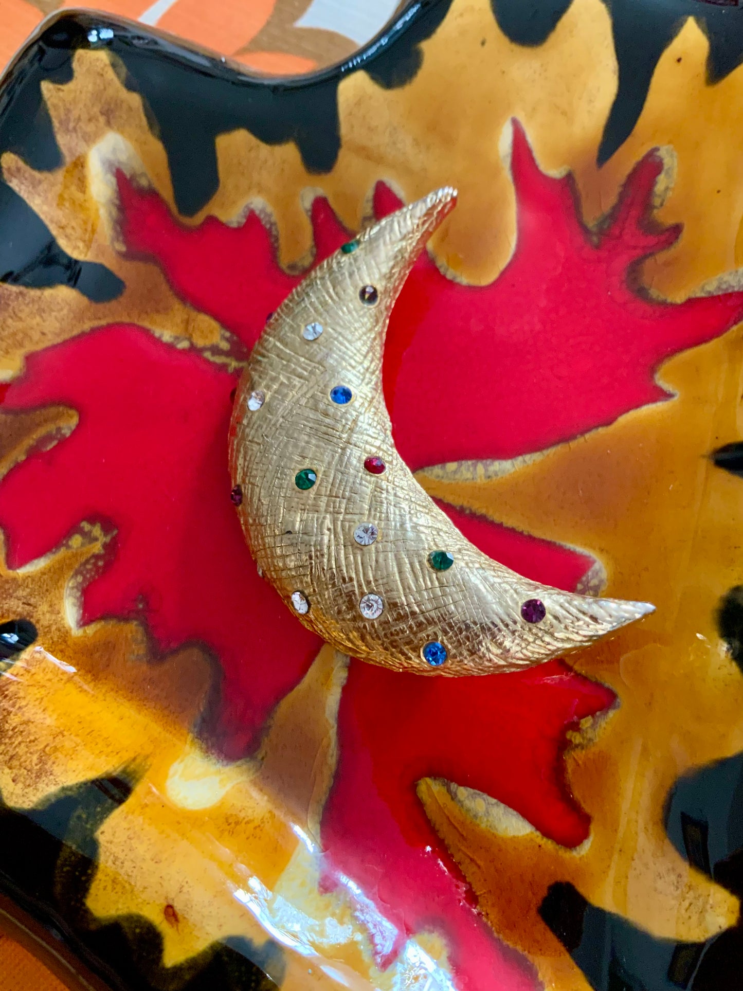 Broche Lune en métal Vintage