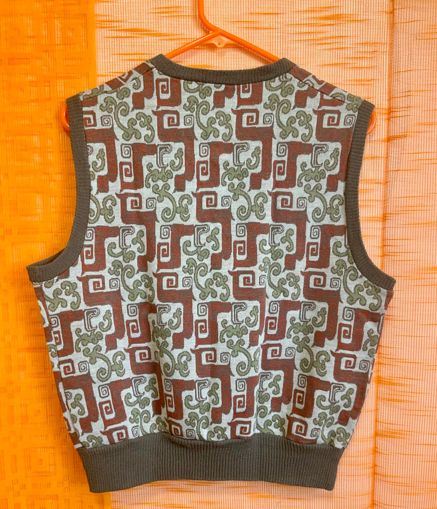 Pull a Motifs sans manche Vintage Seventies Authentique- TU