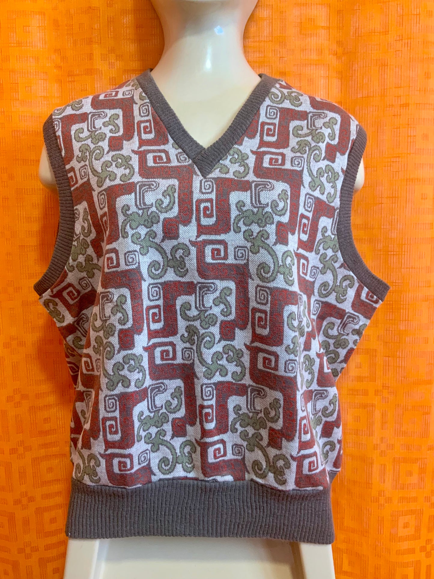 Pull a Motifs sans manche Vintage Seventies Authentique- TU