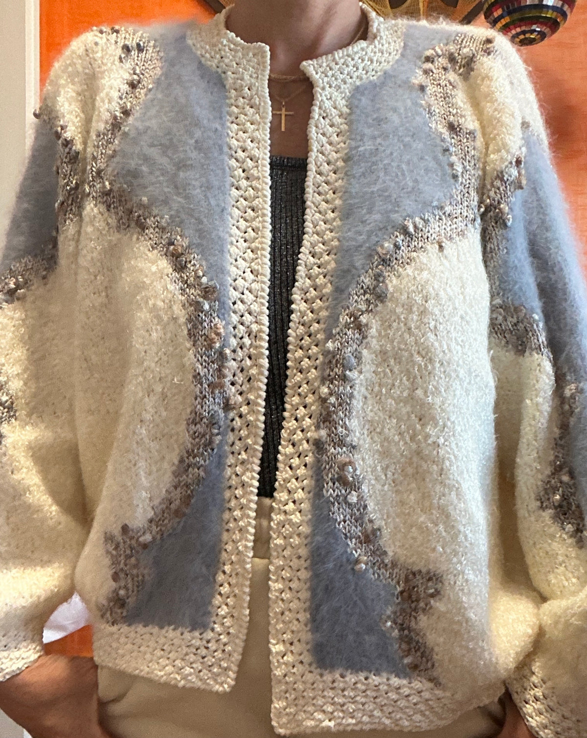 Gilet Cardigan Anny Blatt Angora Fait main - Vintage 1990 TU.