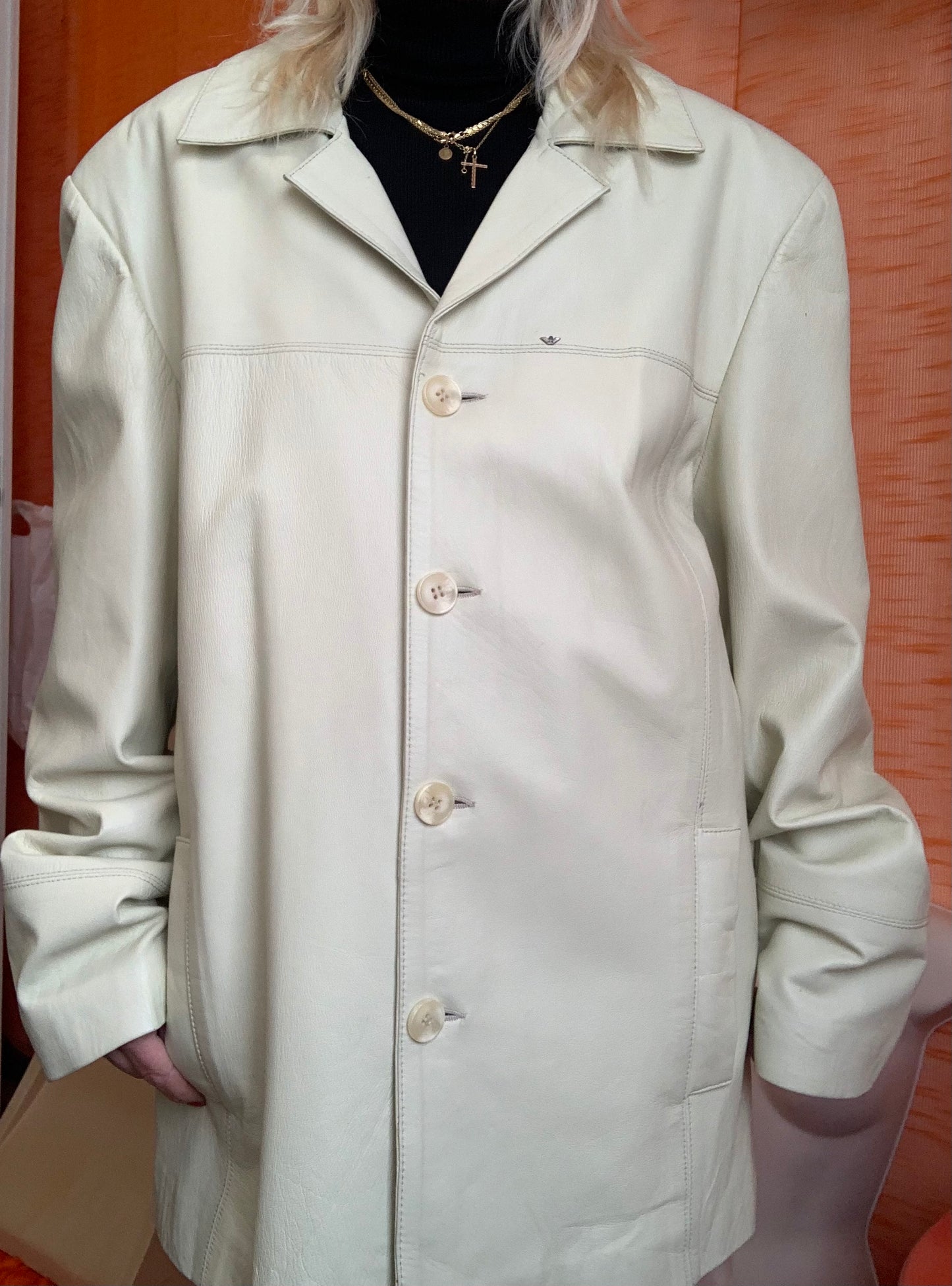 Veste Cuir originale Giorgio Armani Vintage - T50