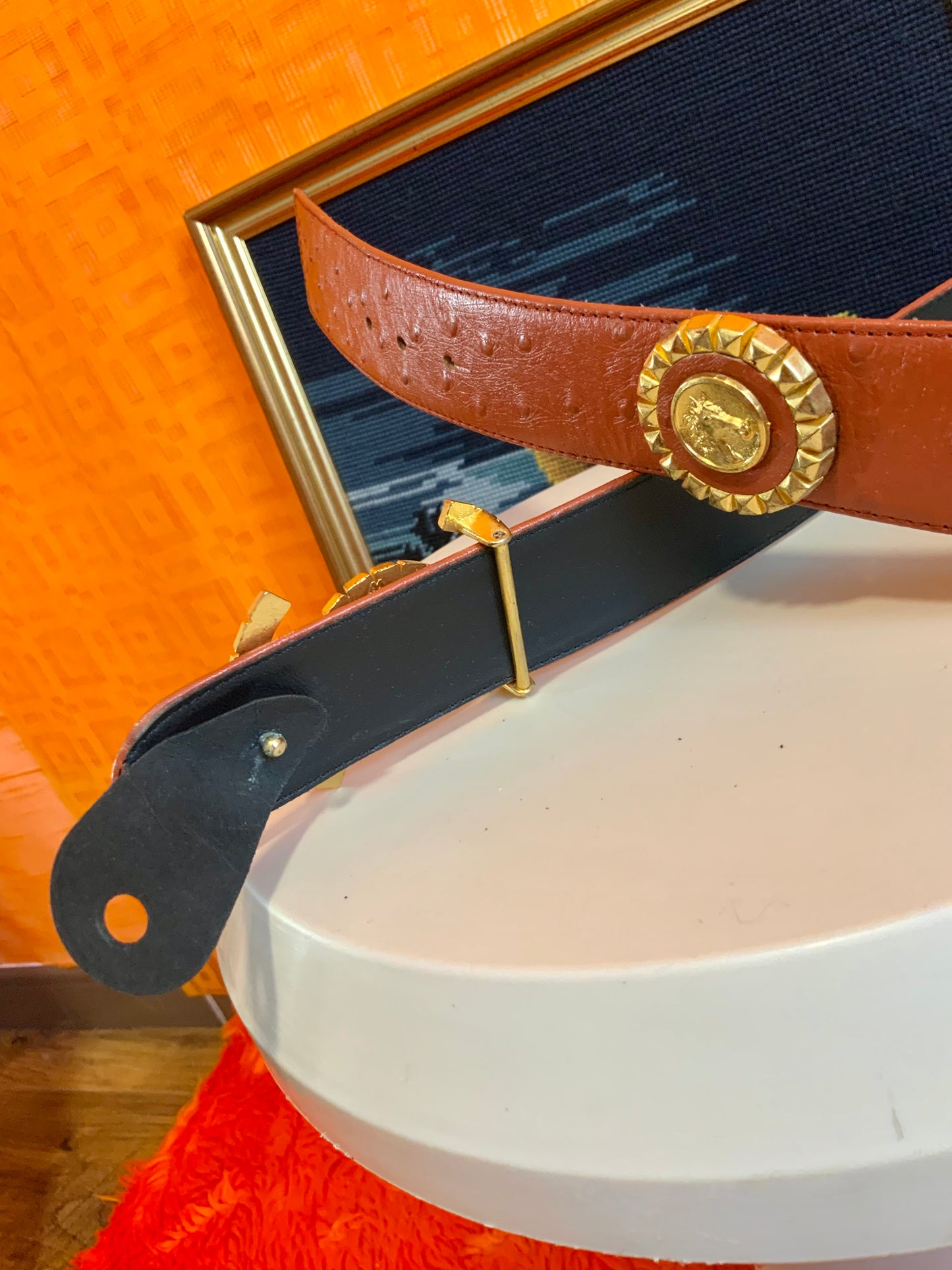 Superbe Ceinture DeadStock boucle chevaux Vintage L Effel