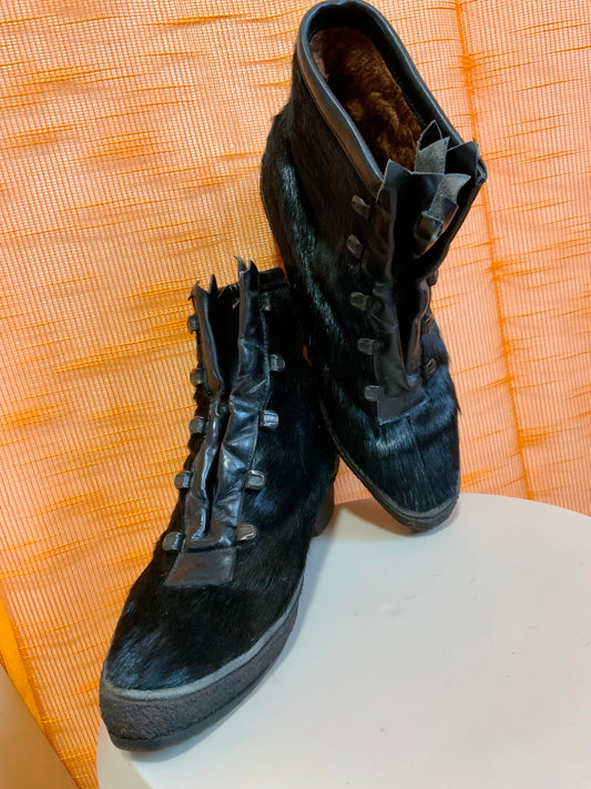 Bottines Fourrées Vintage Deadstock Fourrure 1970 Originales