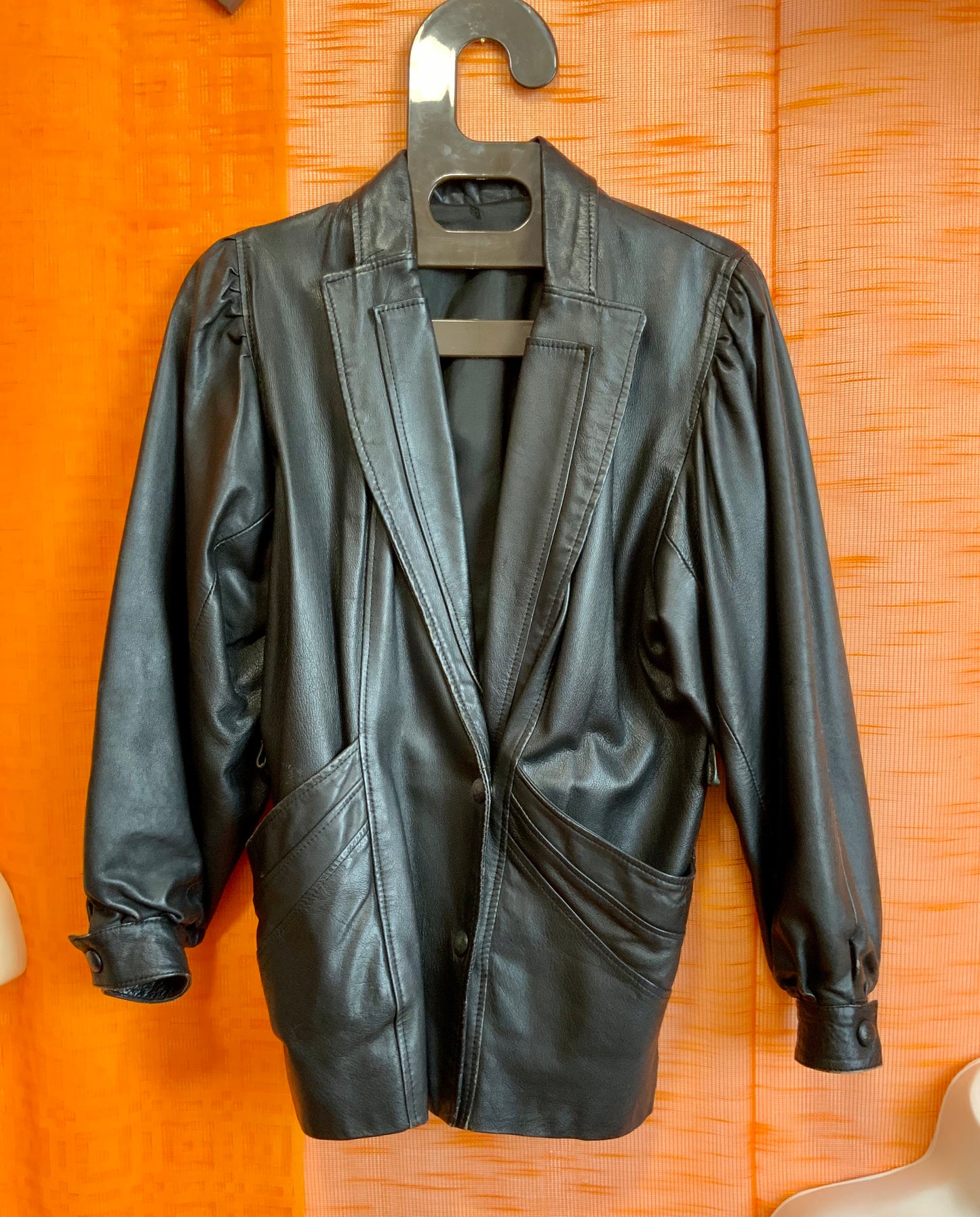 Veste cuir Vintage 1980 Élégance - T42