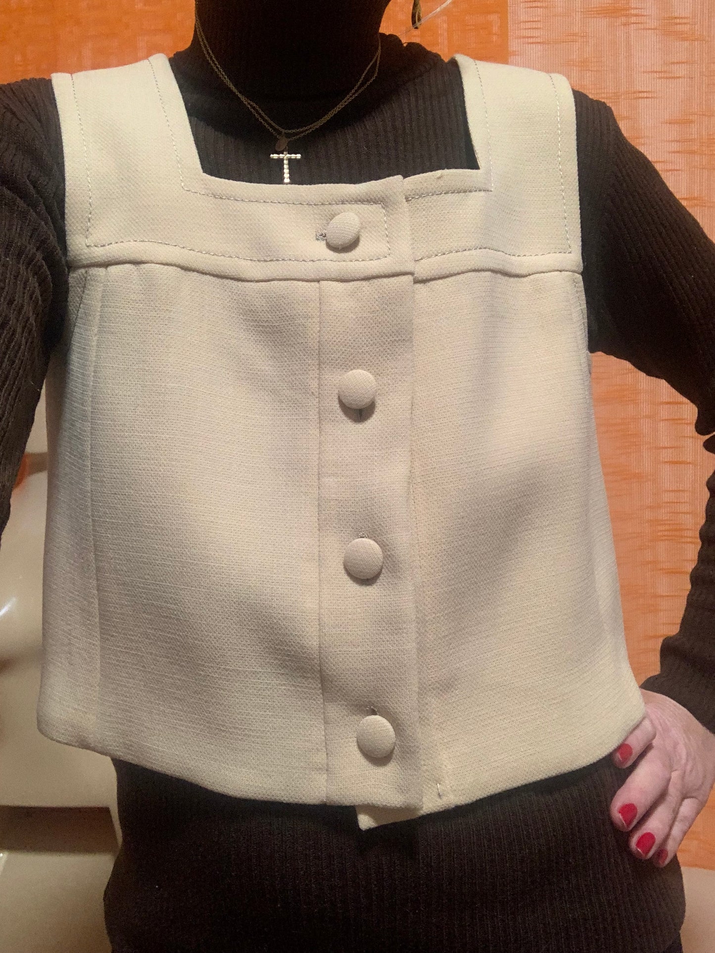 Gilet Bolero boutonné Création Vintage Beauté Baby Doll 1970 🌼 T38-