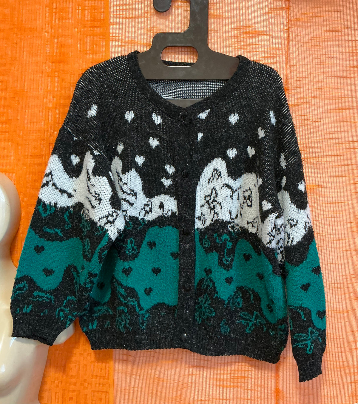 Gilet Vintage 1980 Motifs Coeurs - TU
