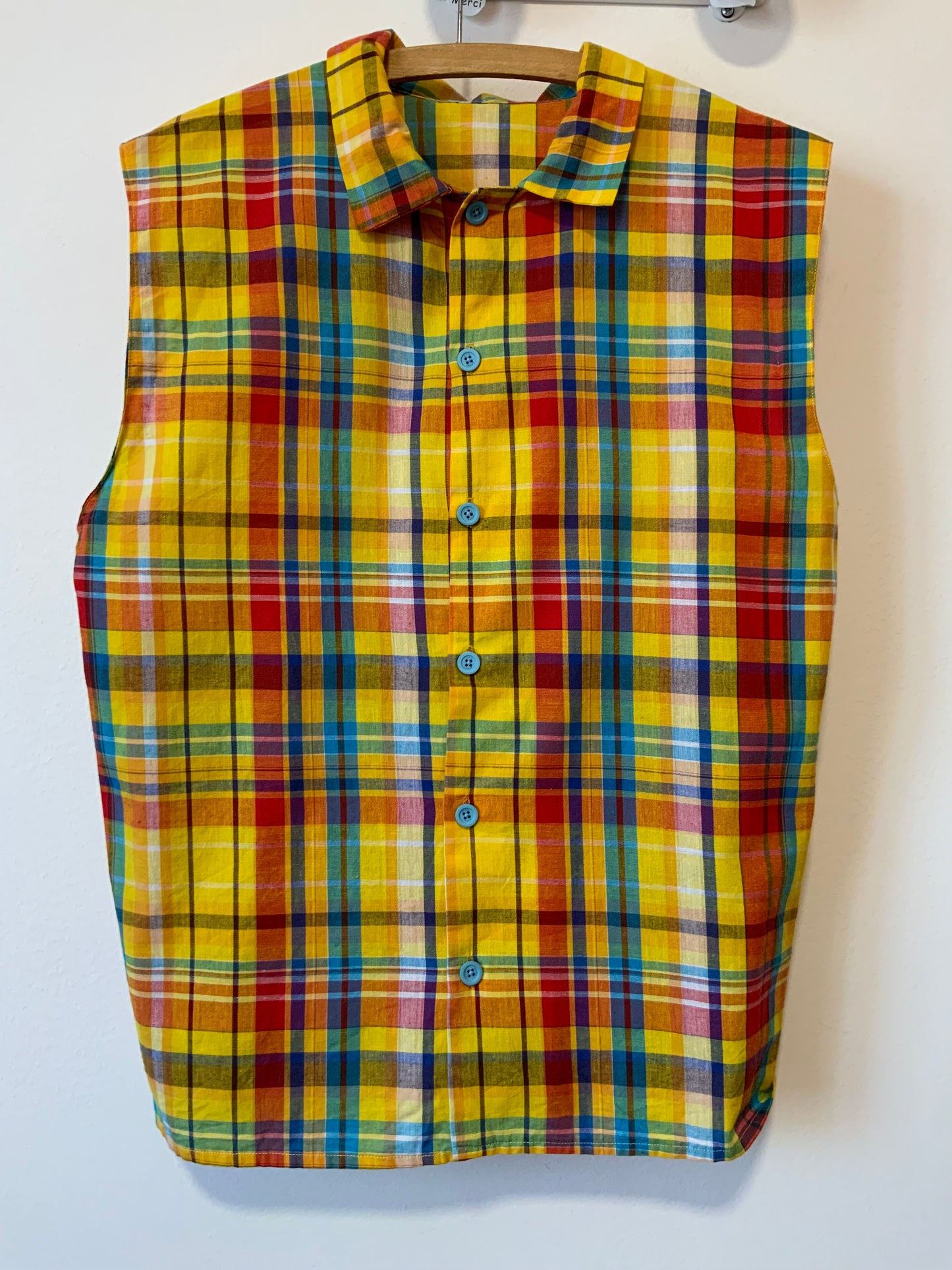 Chemisier a carreaux madras Coton Vintage- TU