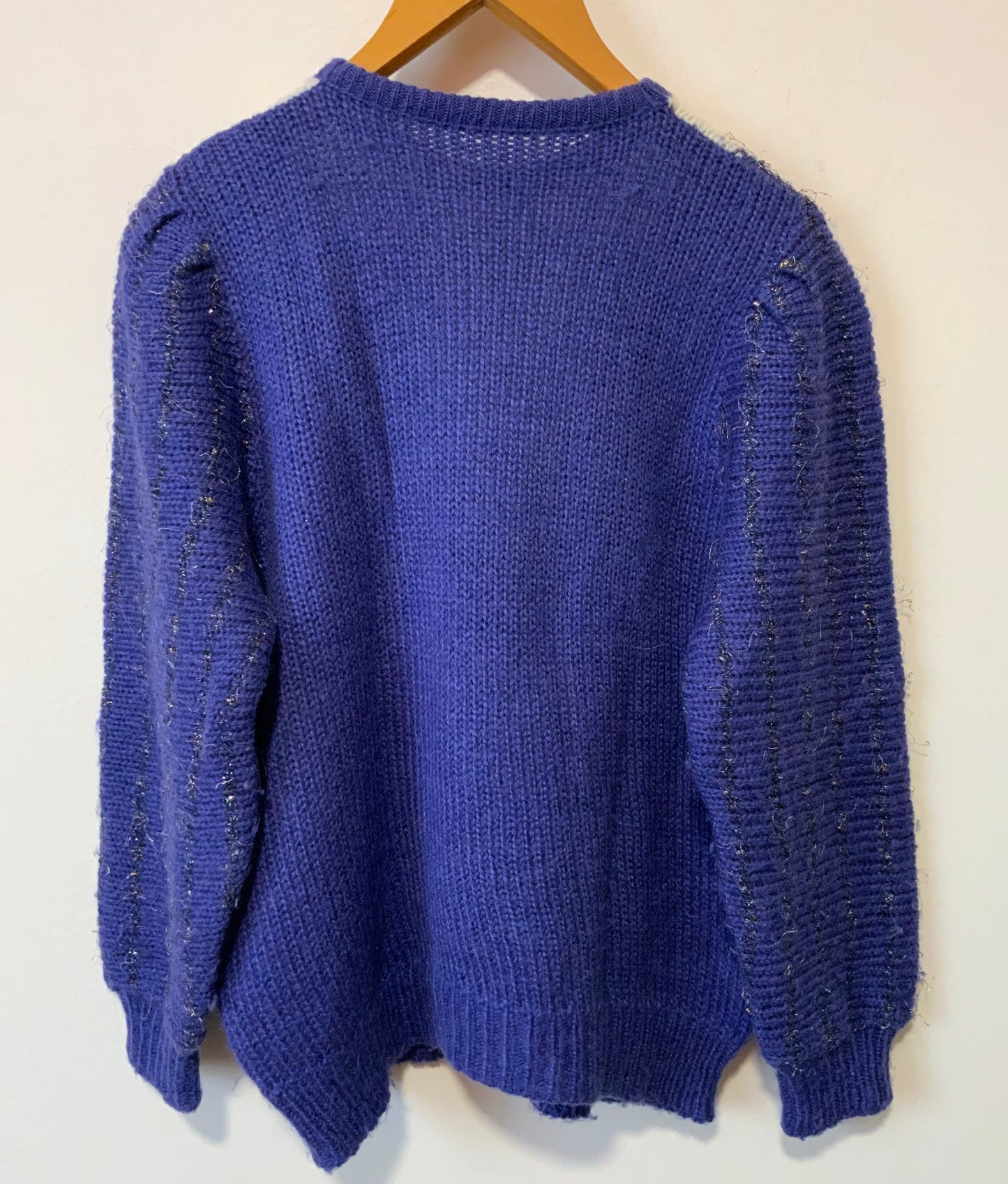 Pull Laine et Angora tricoté Vintage 1980 - T44.