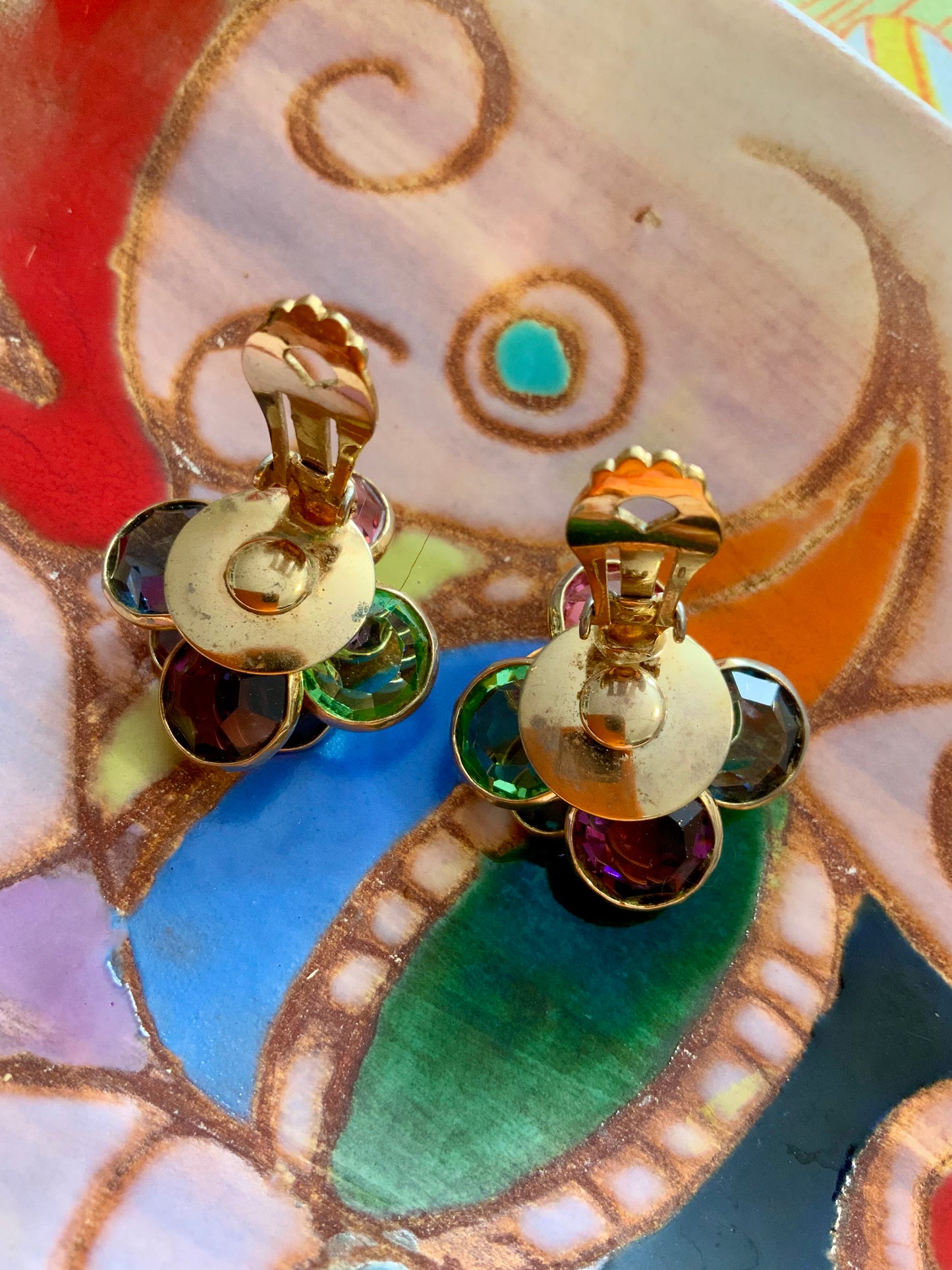 Boucles d’oreilles Vintage Pétales de verre Très chic Anciennes