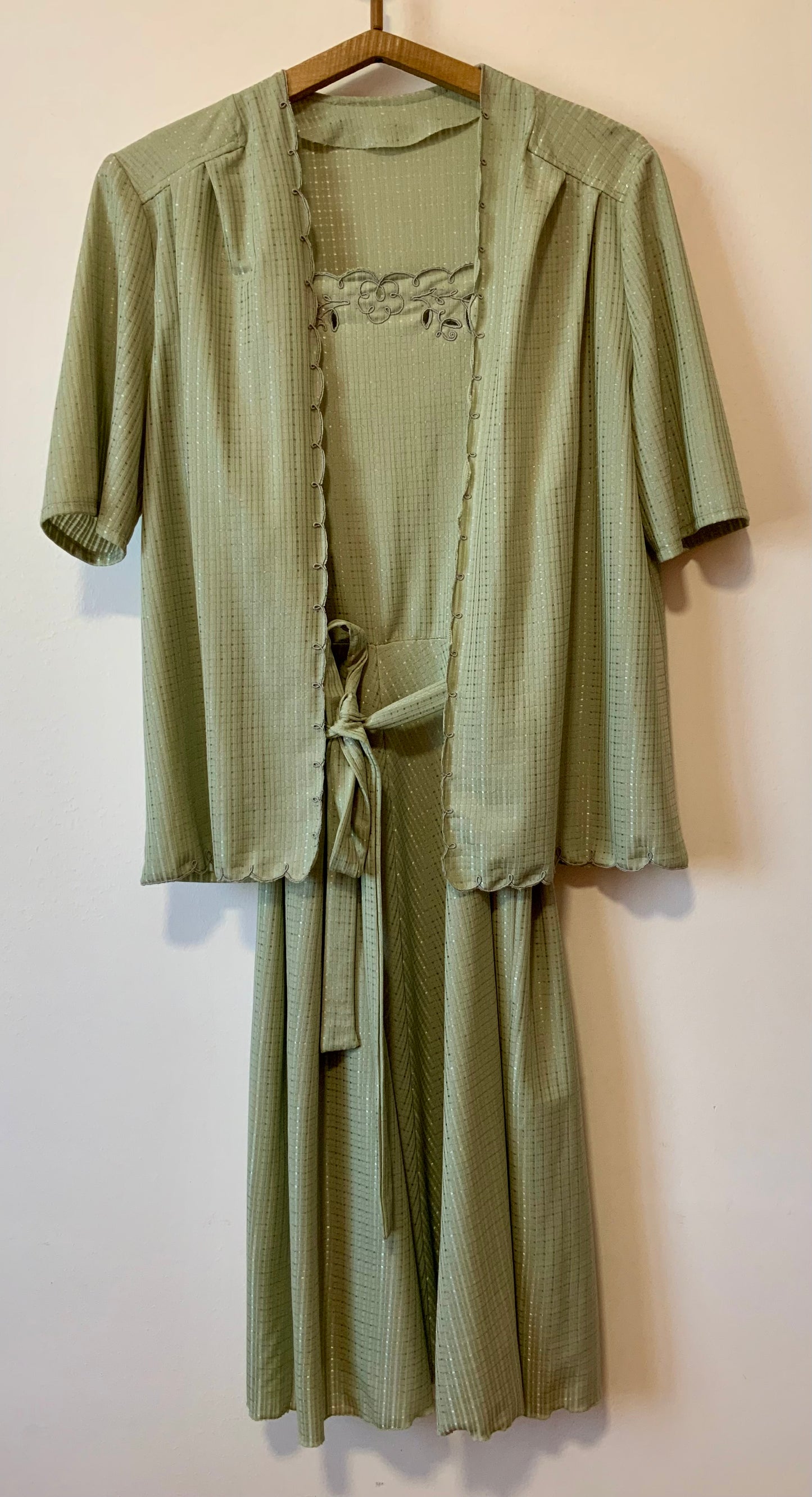 Ensemble Beauté 1960/70 Robe longue patineuse et sa veste Vintage - T44