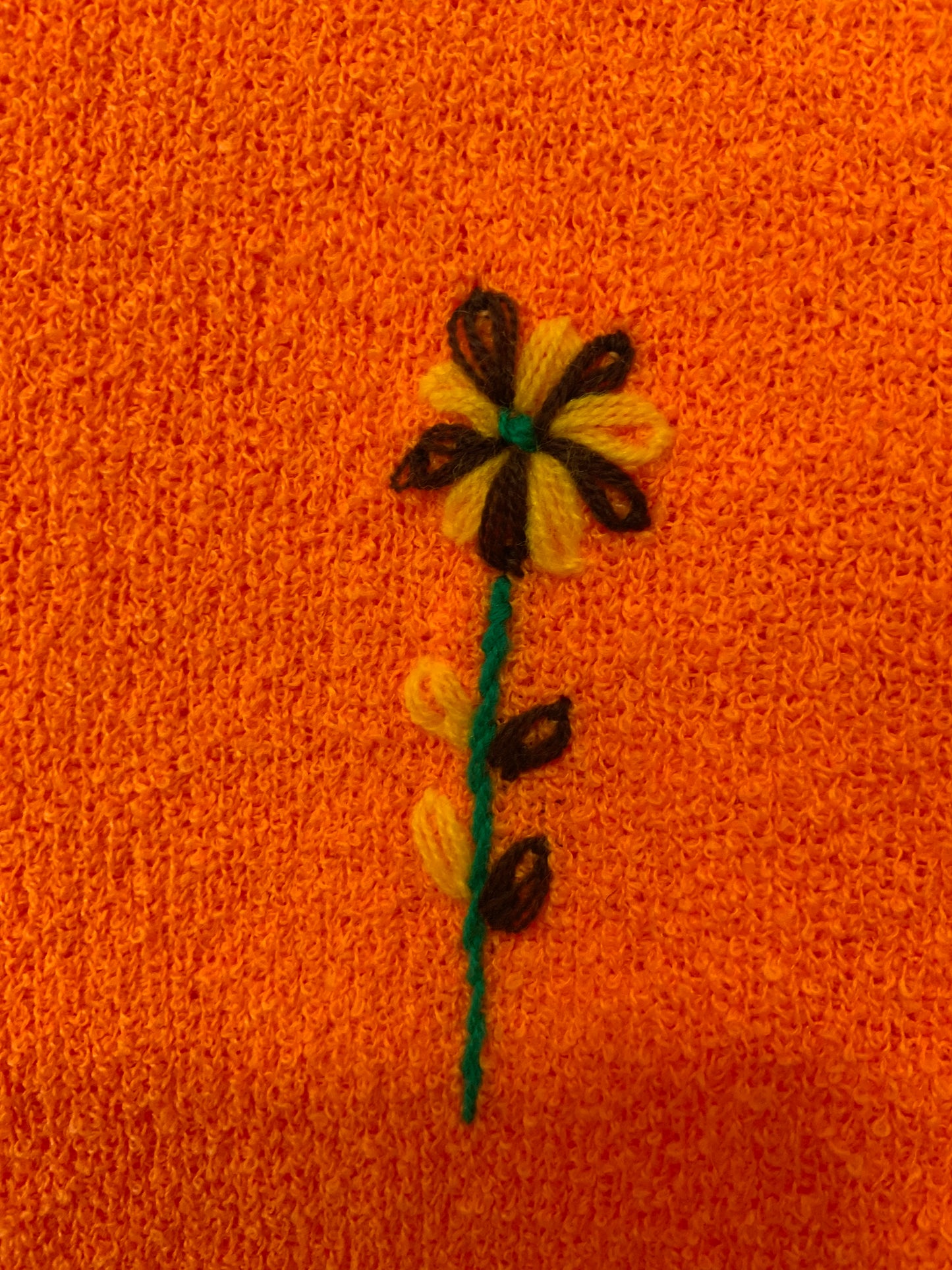 Gilet laine bouclée orange Vintage 1970 - T38 maxi.