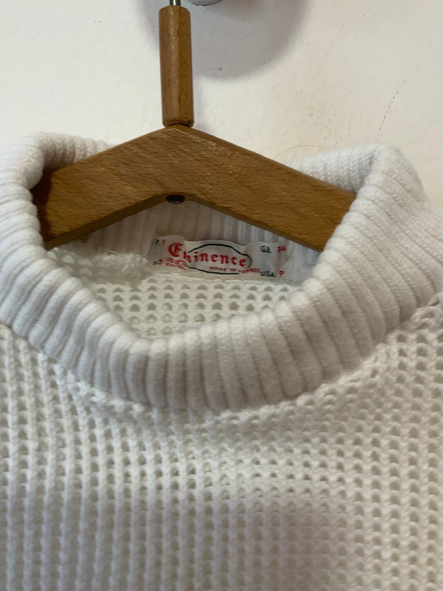 T shirt Ajouré Blanc Vintage neuf 1970- T36