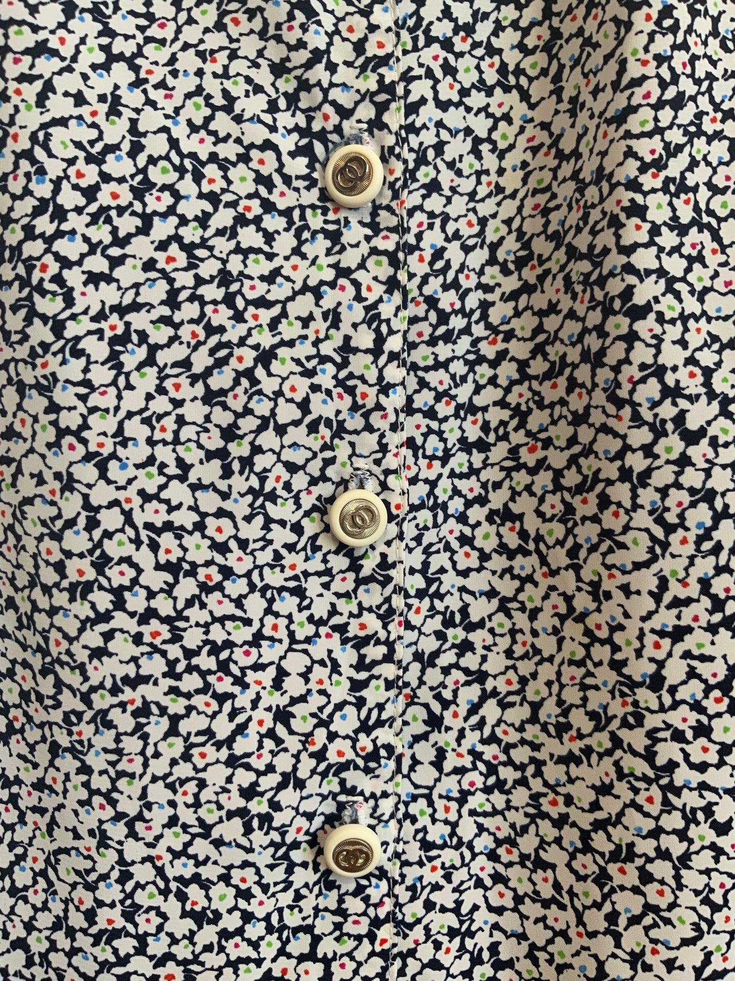 Chemisier à fleurs Vintage 1980 Épaulettes- T44