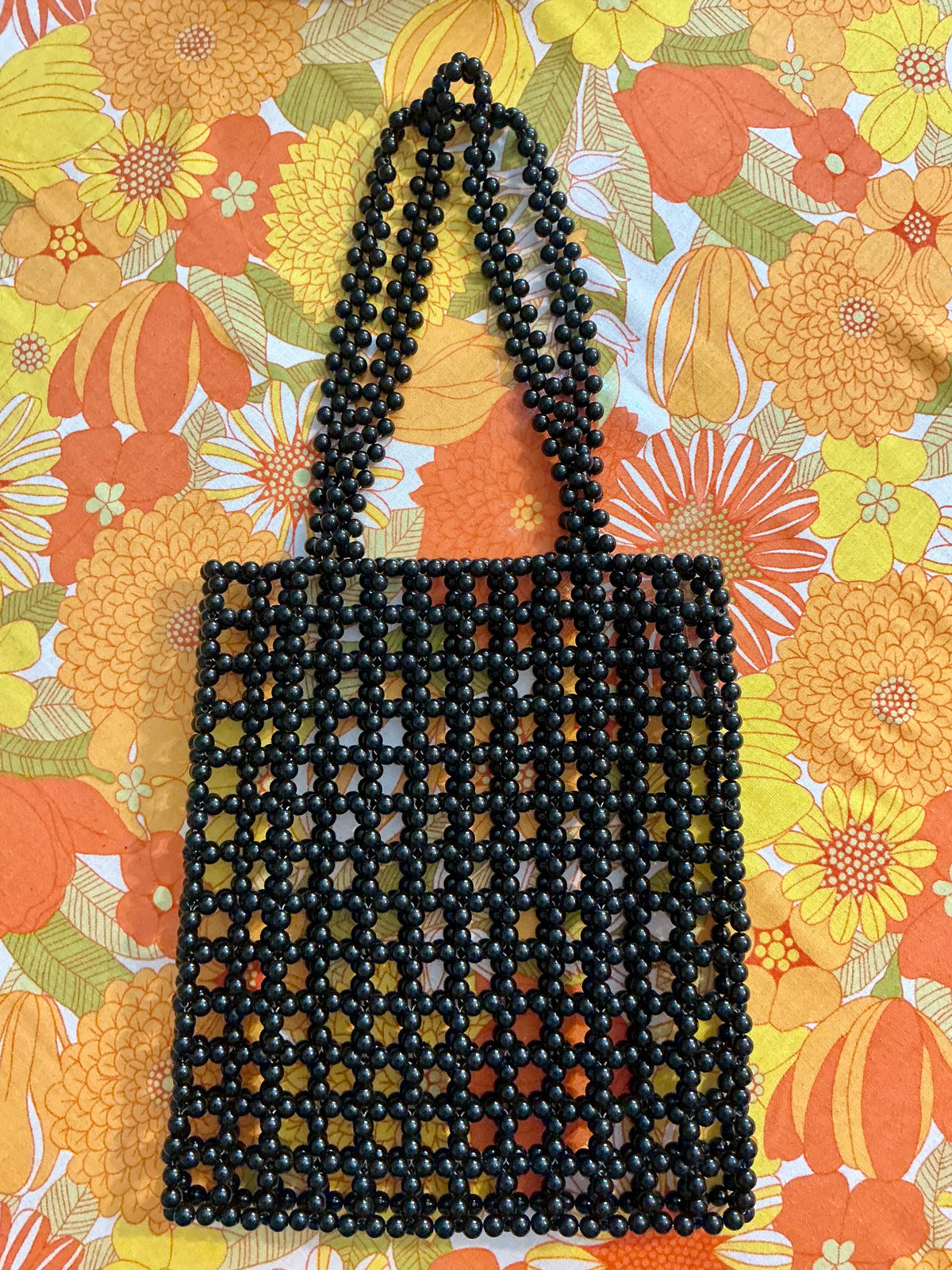 Sac Original grosses perles noires Vintage -