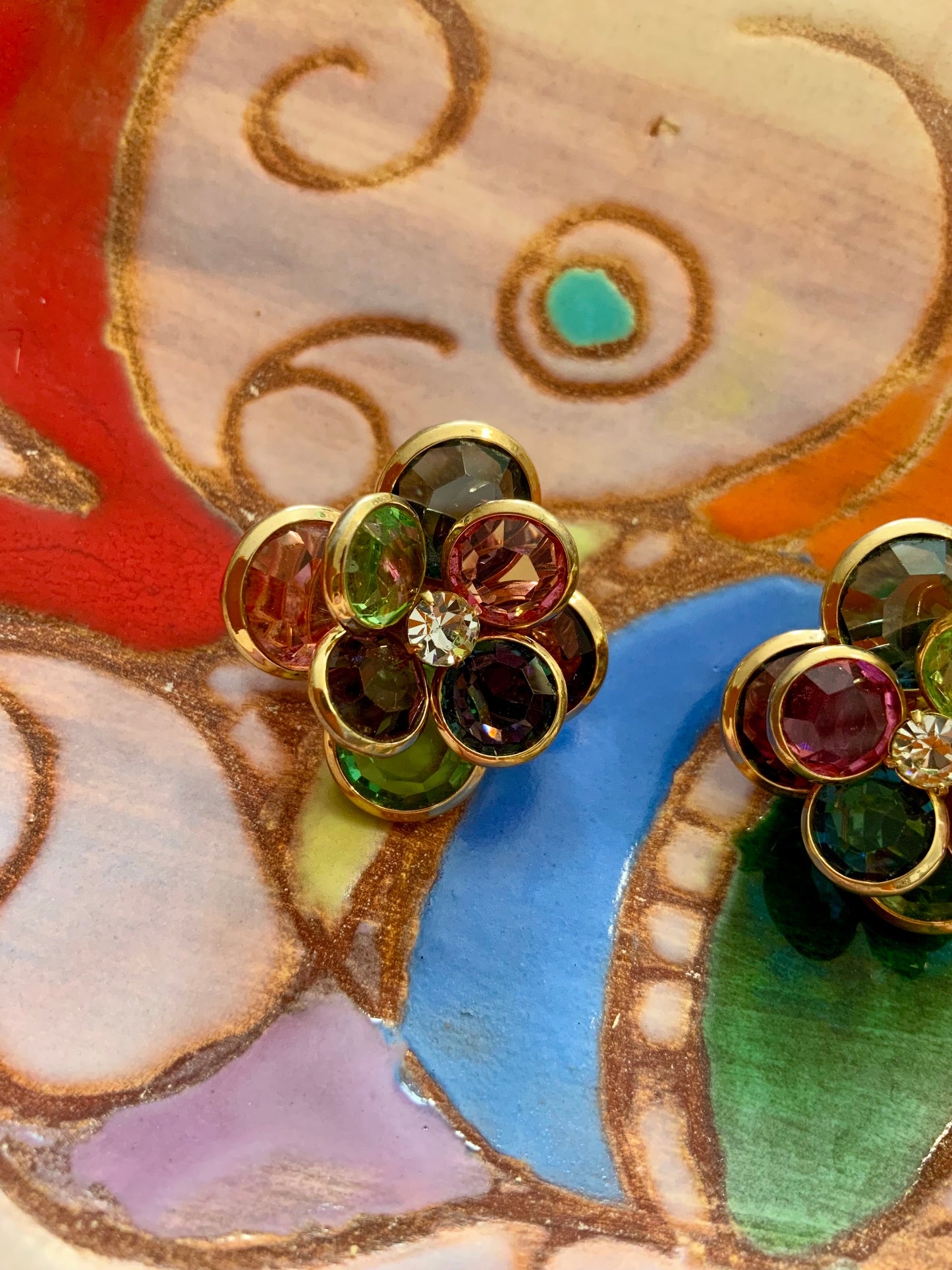 Boucles d’oreilles Vintage Pétales de verre Très chic Anciennes