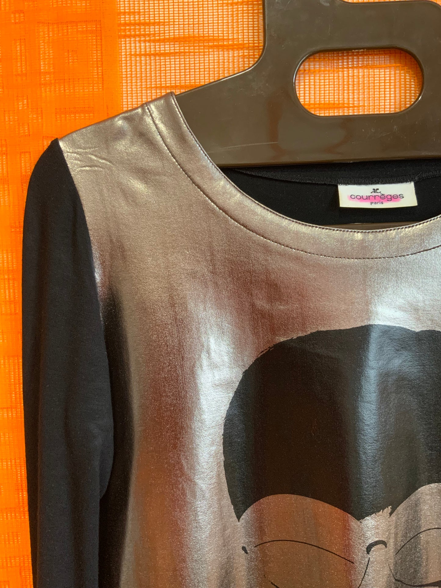 Top Courrèges Visage argenté Vintage- Original Rare- T40 maxi.
