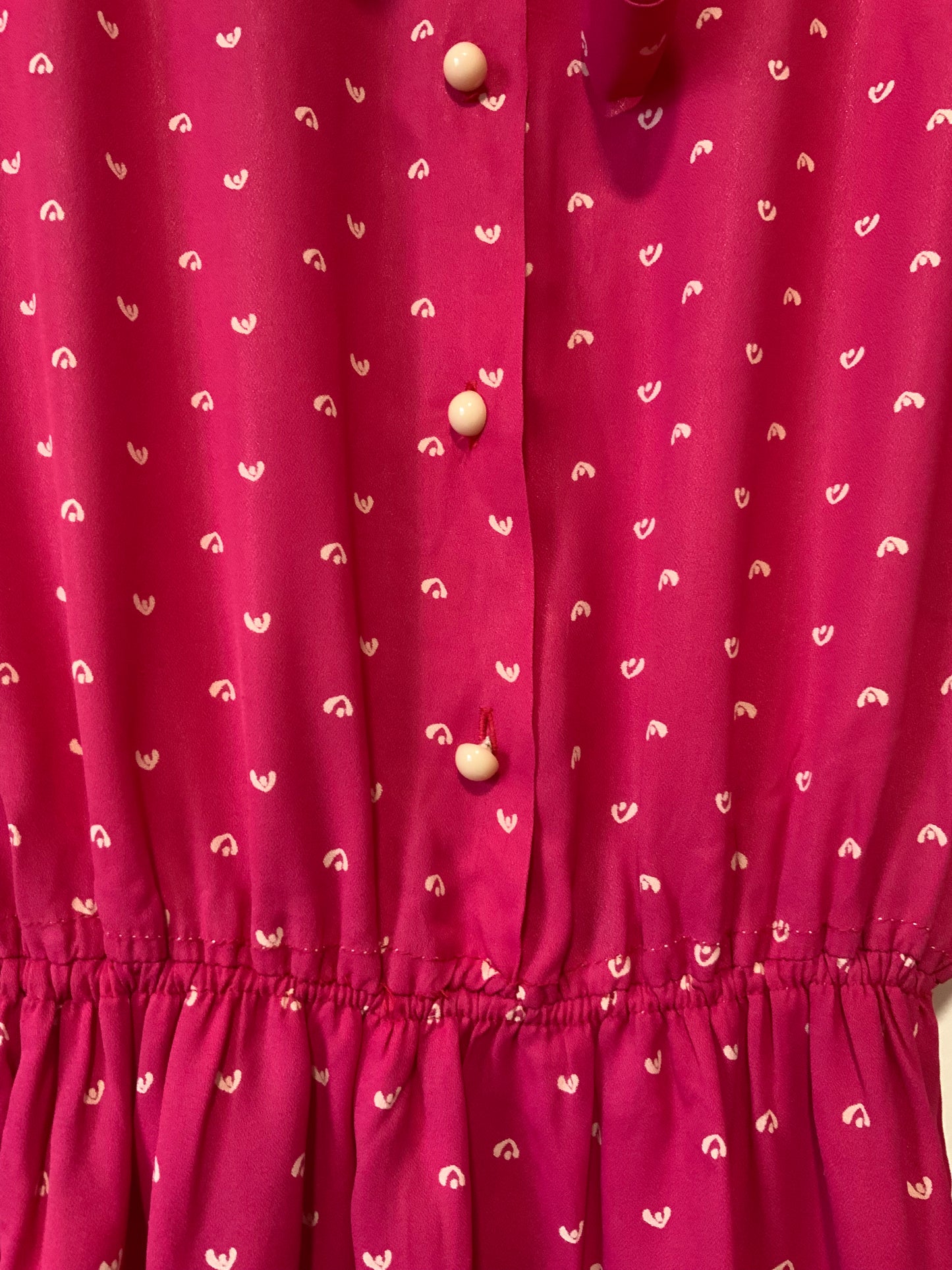 Robe Vintage 1980 Rose bonbon a col Lavallière - T40
