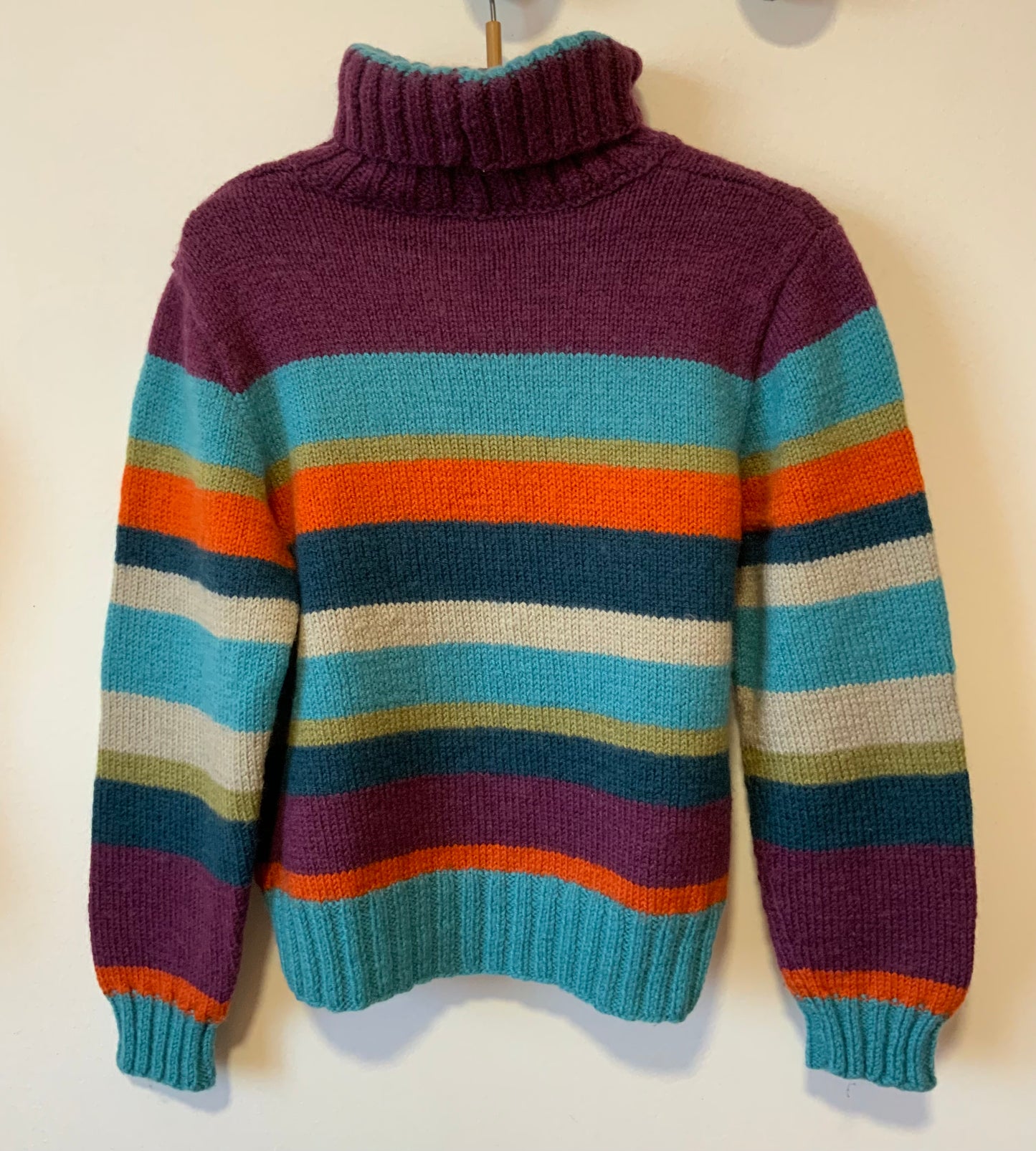 Pull col roulé Arc en ciel Tricot Laine - T40