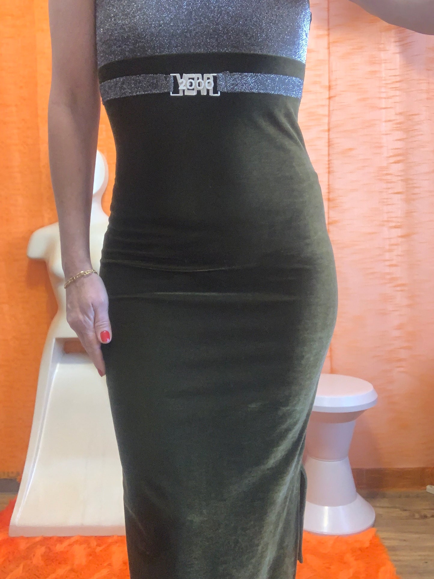 Robe longue Velours Pailleté Vintage 2000- T38