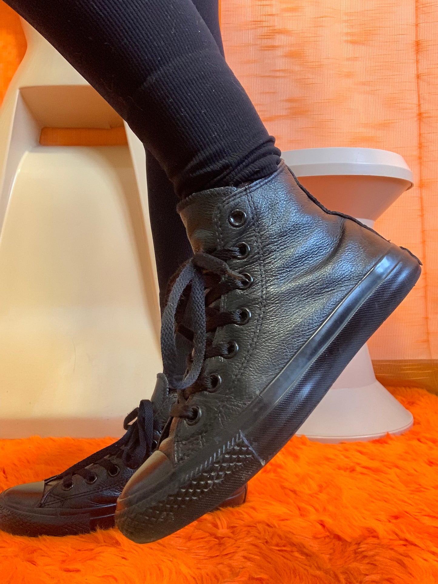 Baskets Converses All Star Montantes Vintage 2000’ Cuir noir- T37