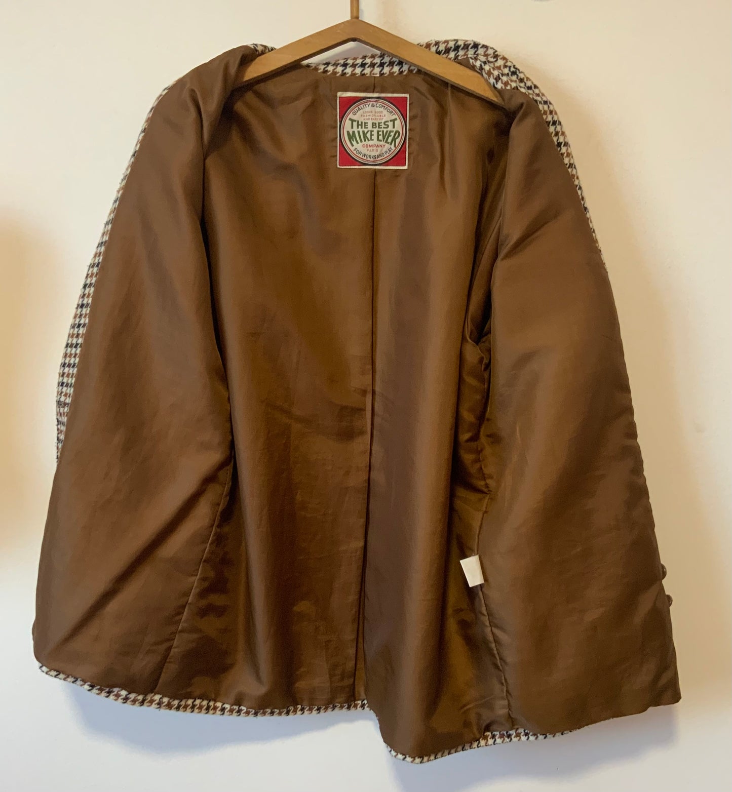 Veste Vintage Laine à carreaux pied de poules 1990 - T44