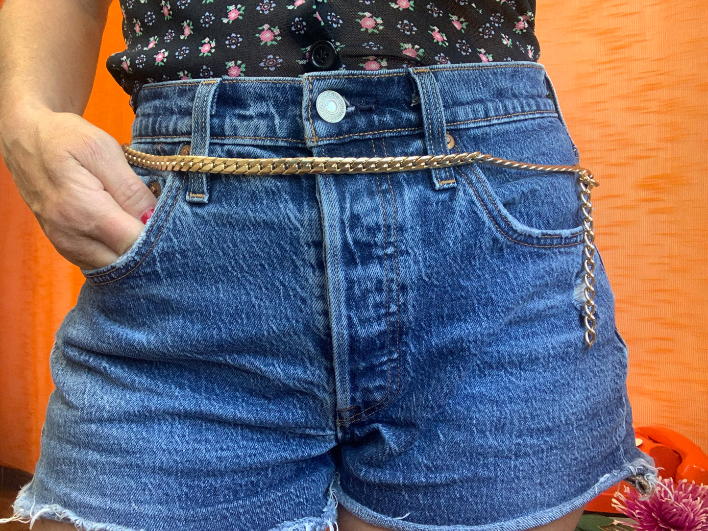 Jolie ceinture chaine ajustable mailles plates- TU