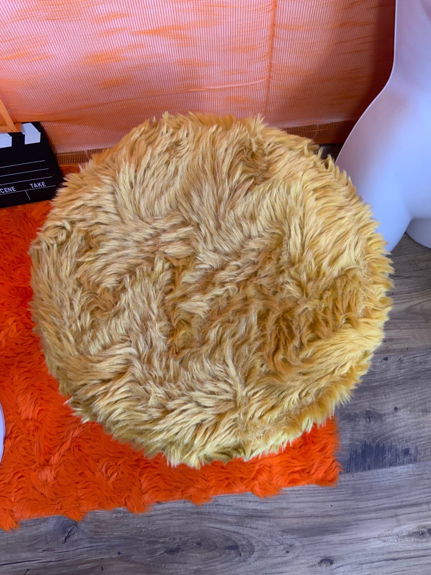 Pouf Coffre à poils Crylor Ocres Vintage 1970-