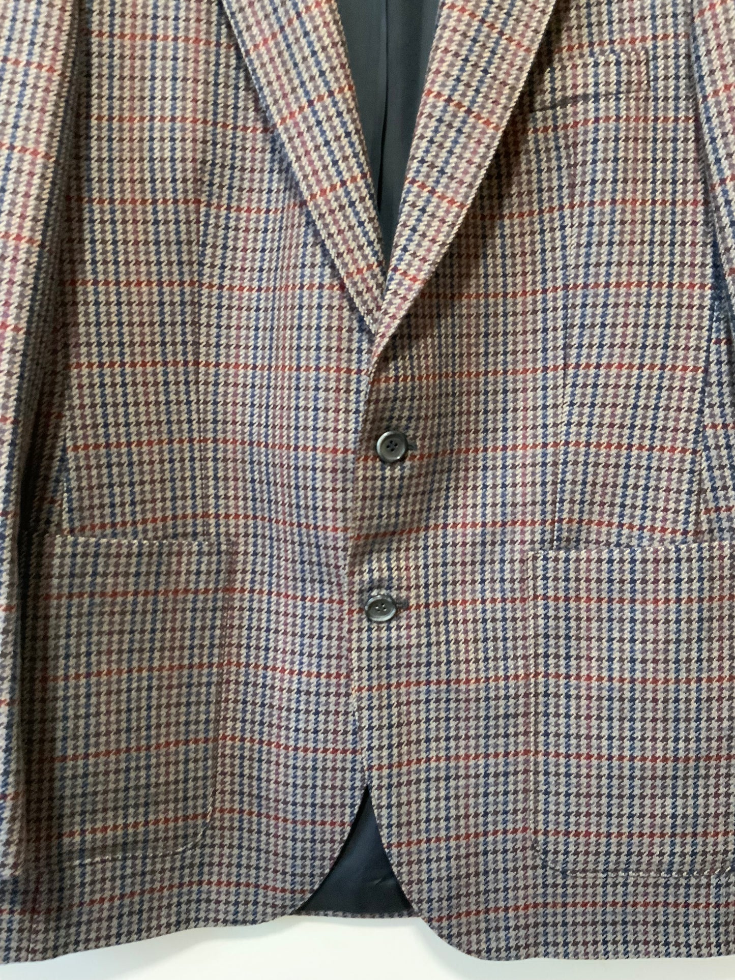 Blazer Laine à carreaux Vintage 1980 Chic Mixte T44