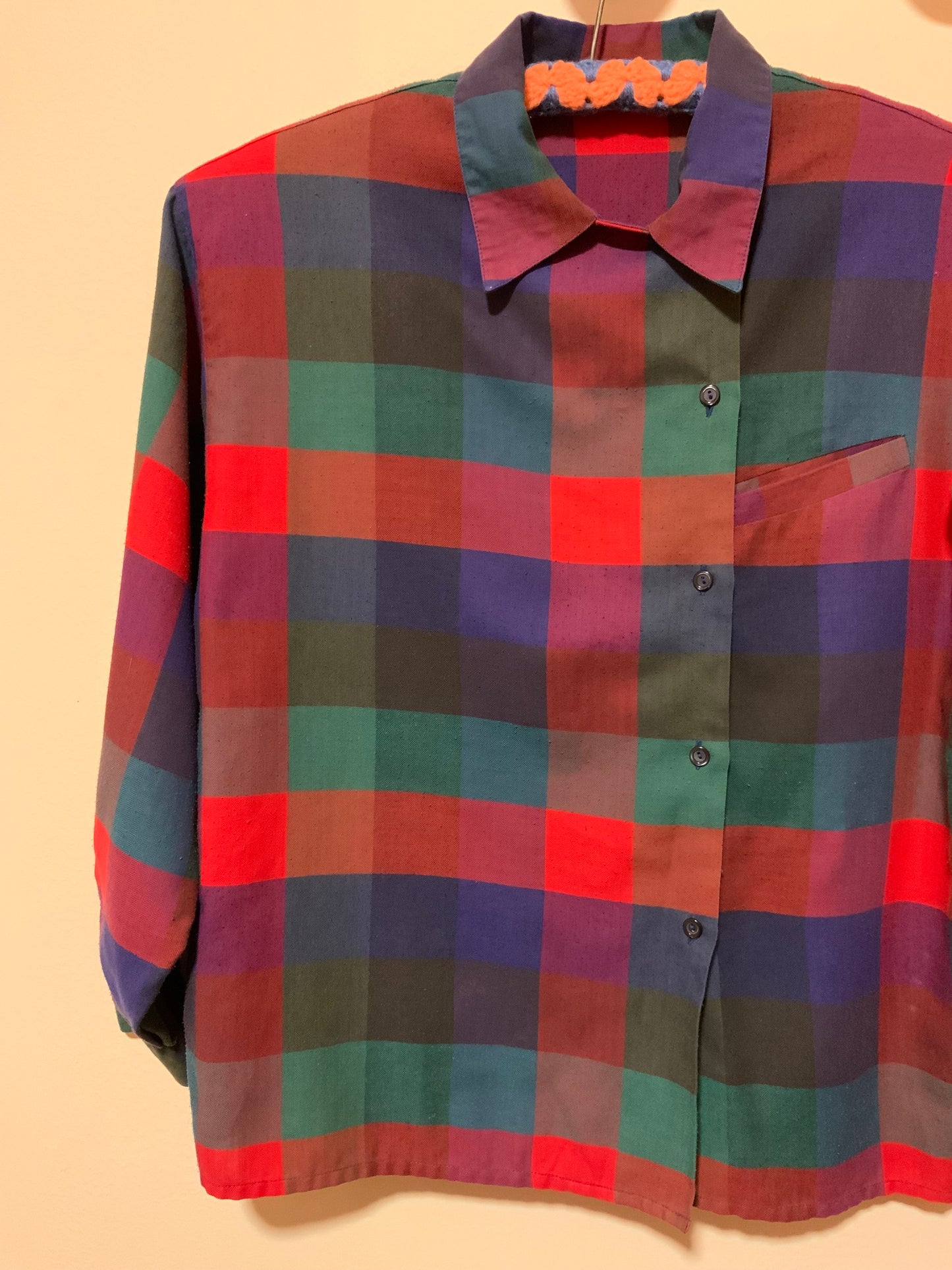 Chemisier à carreaux Madras Vintage 1980 France