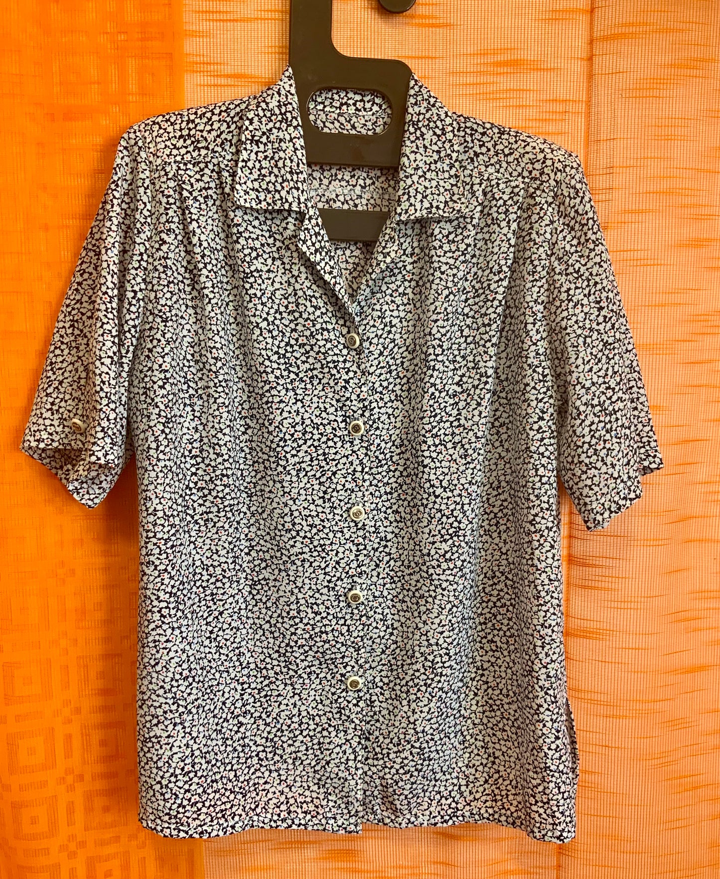 Chemisier à fleurs Vintage 1980 Épaulettes- T44