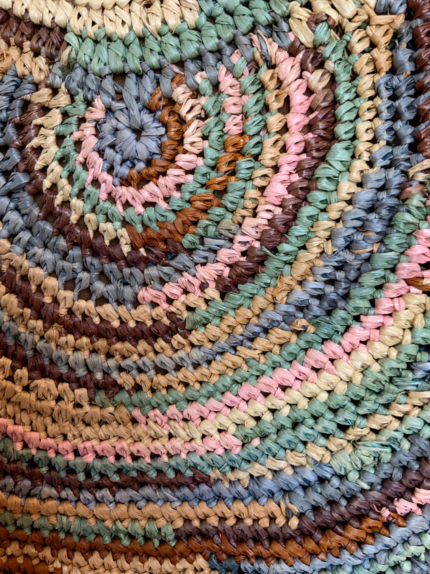 Sac à main Panier Rafia Vintage forme ronde - 40X40 cms