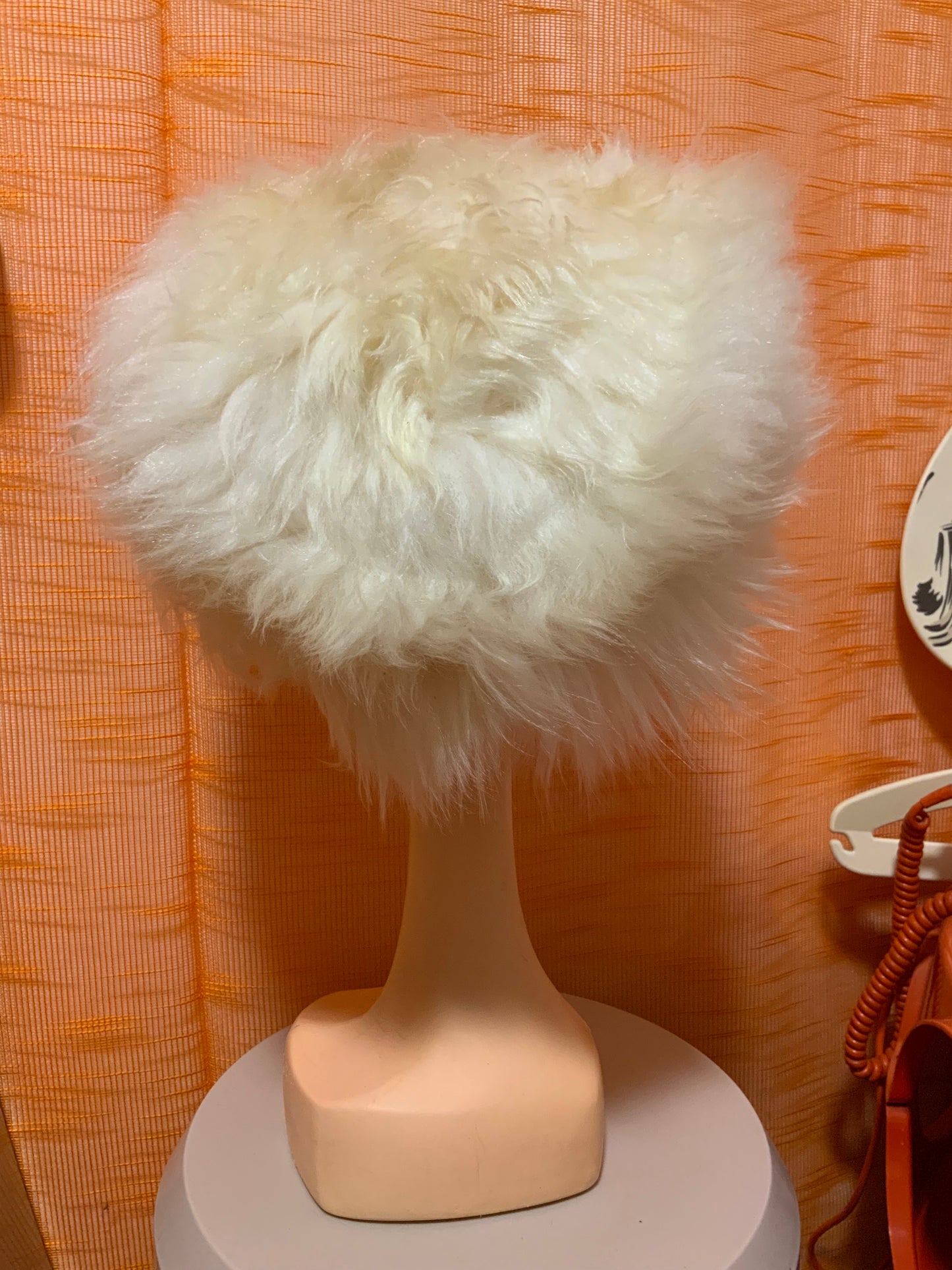 Toque en fourrure Blanche confection Main Vintage 1960/70