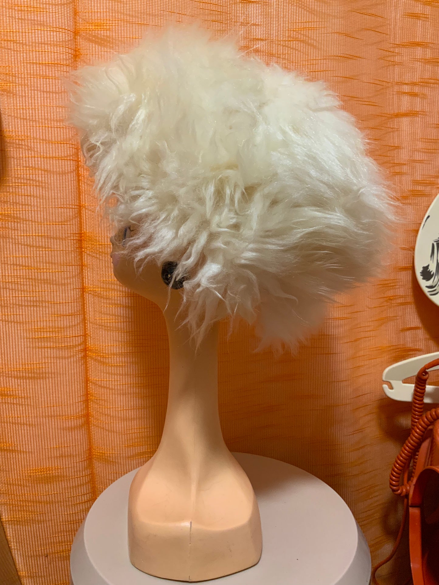 Toque en fourrure Blanche confection Main Vintage 1960/70